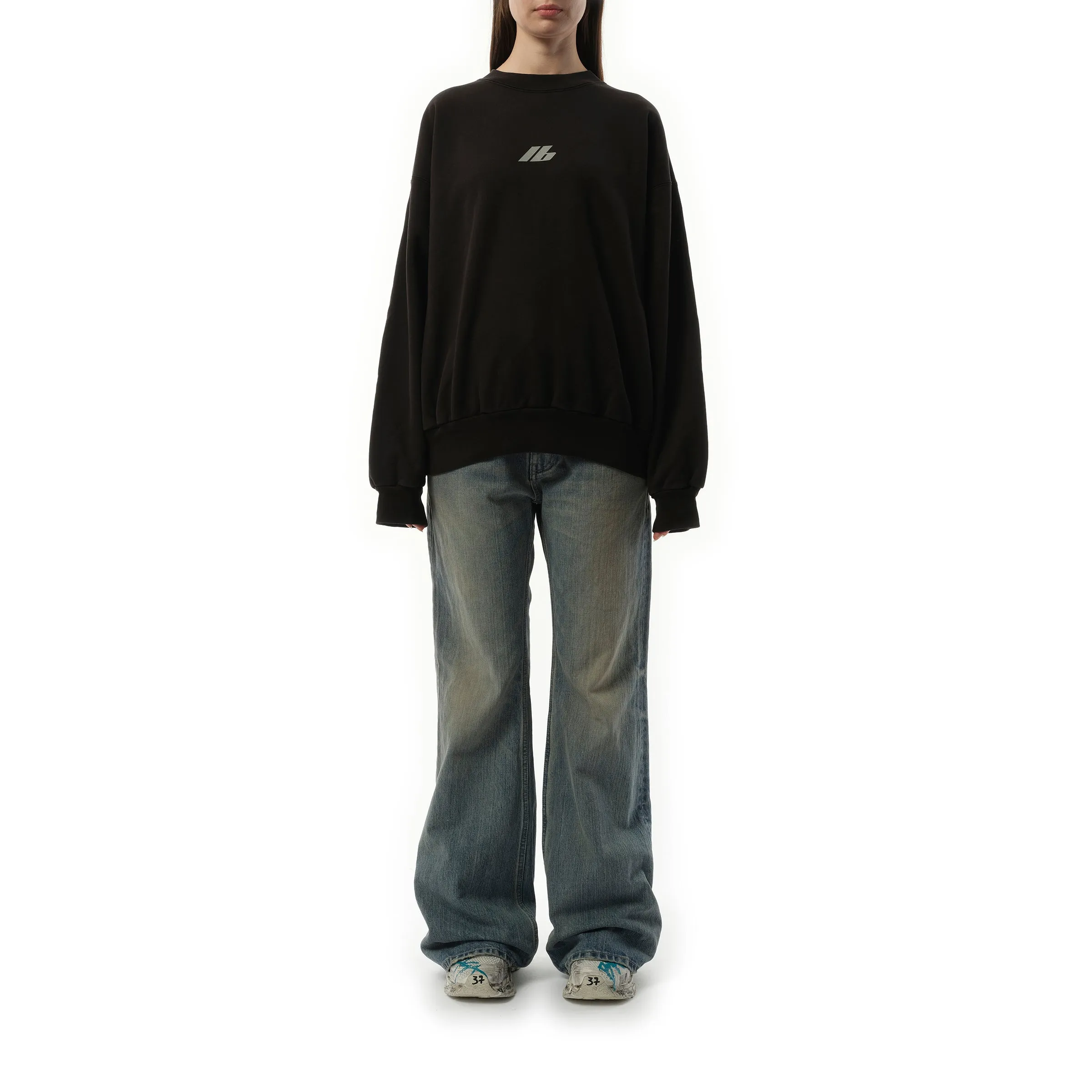 Activewear Logo Medium Fit Sweatshirt in Faded Black sold by MARAIS product image thumbnail 3