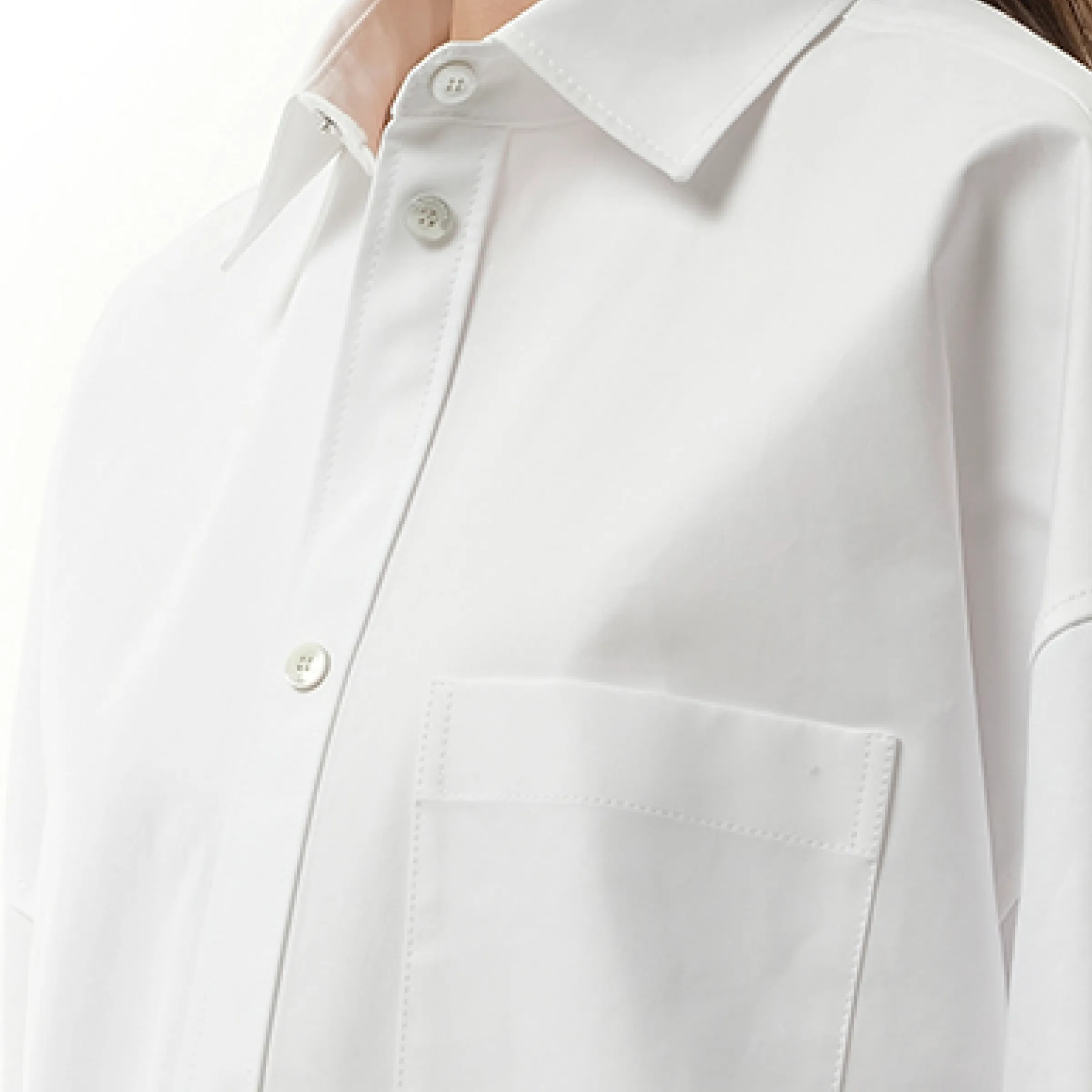 Cotton Poplin Outwear Shirt in White sold by MARAIS product image thumbnail 2