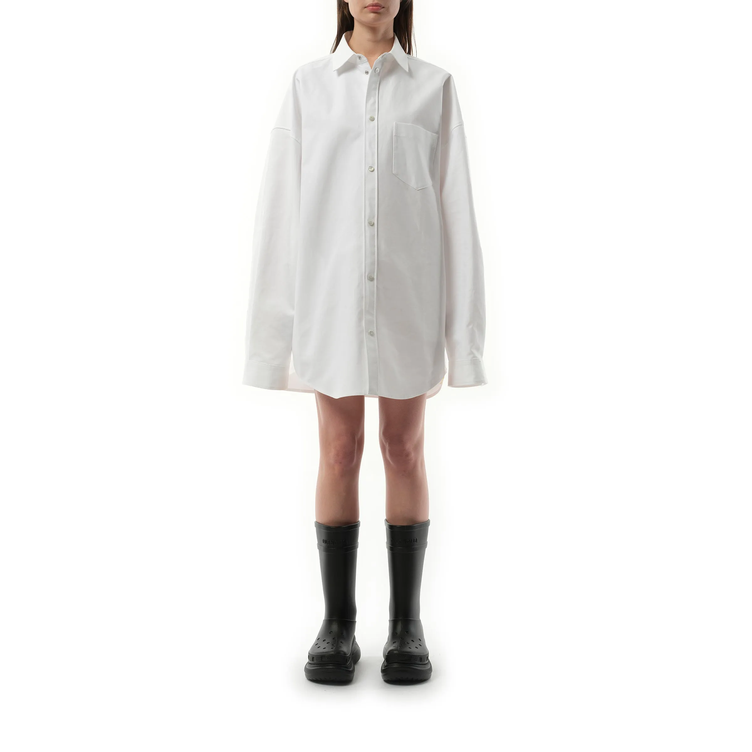 Cotton Poplin Outwear Shirt in White sold by MARAIS product image thumbnail 3