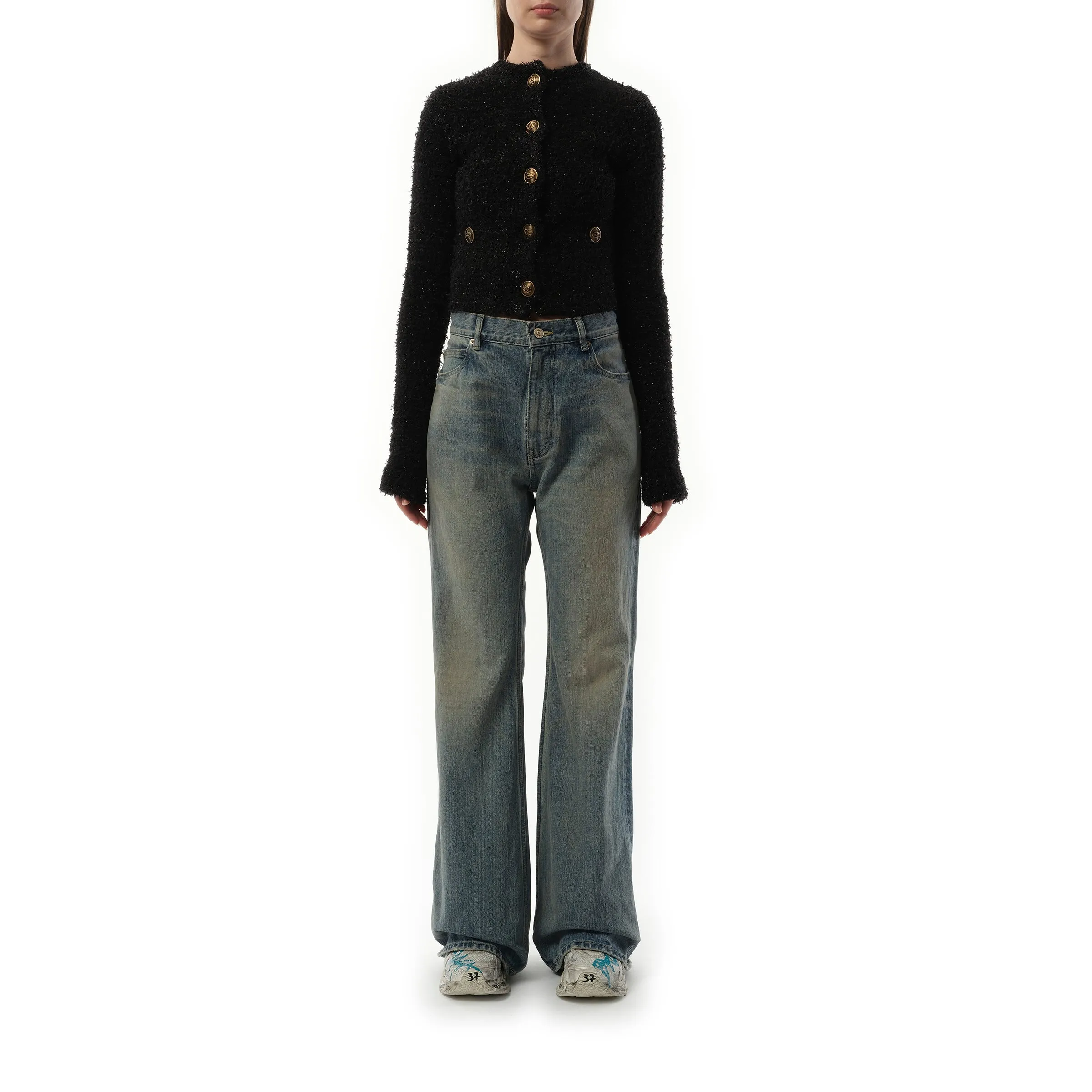 Cropped Tweed Cardigan in Black sold by MARAIS product image thumbnail 3