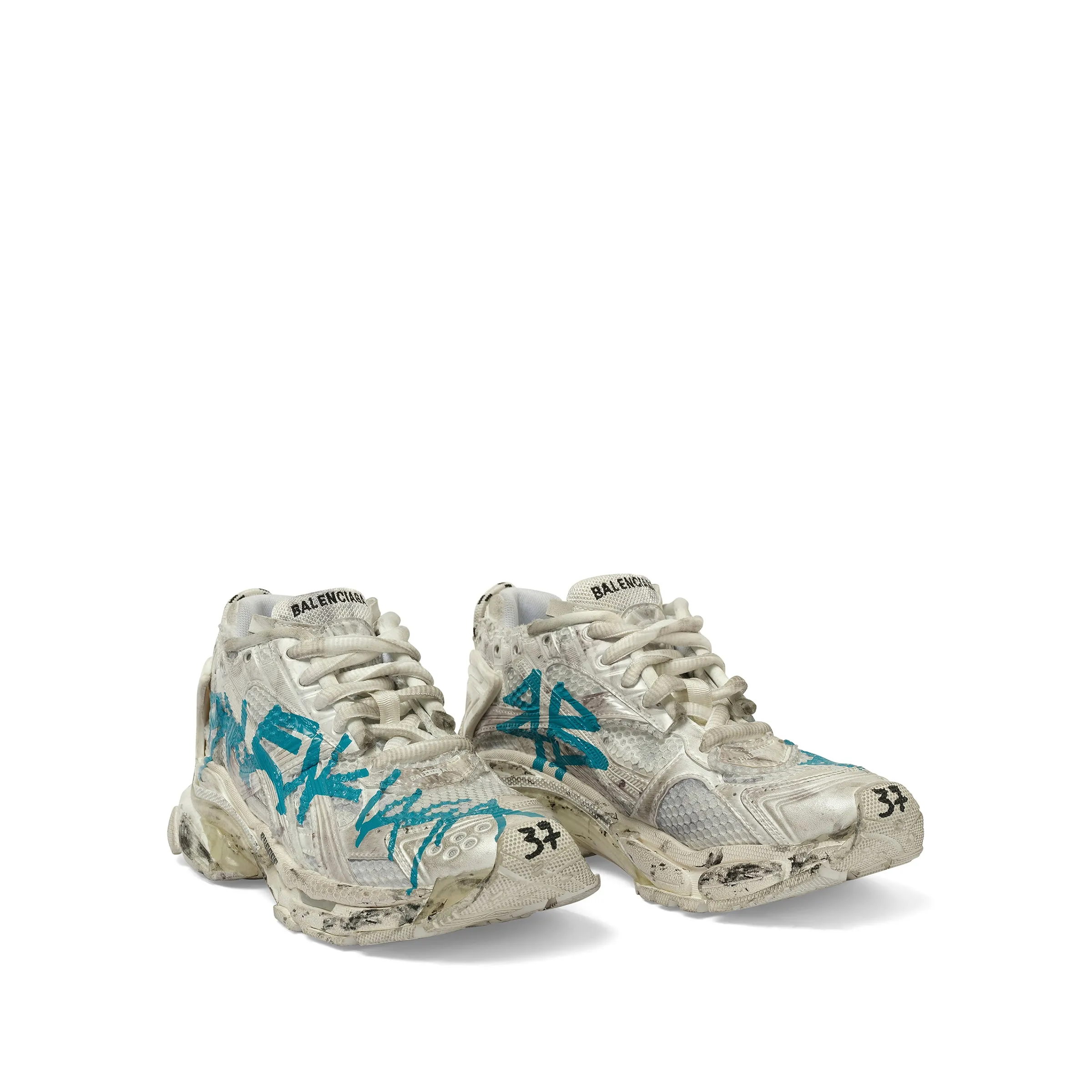 Runner Graffiti Sneaker in White/Blue sold by MARAIS product image thumbnail 2