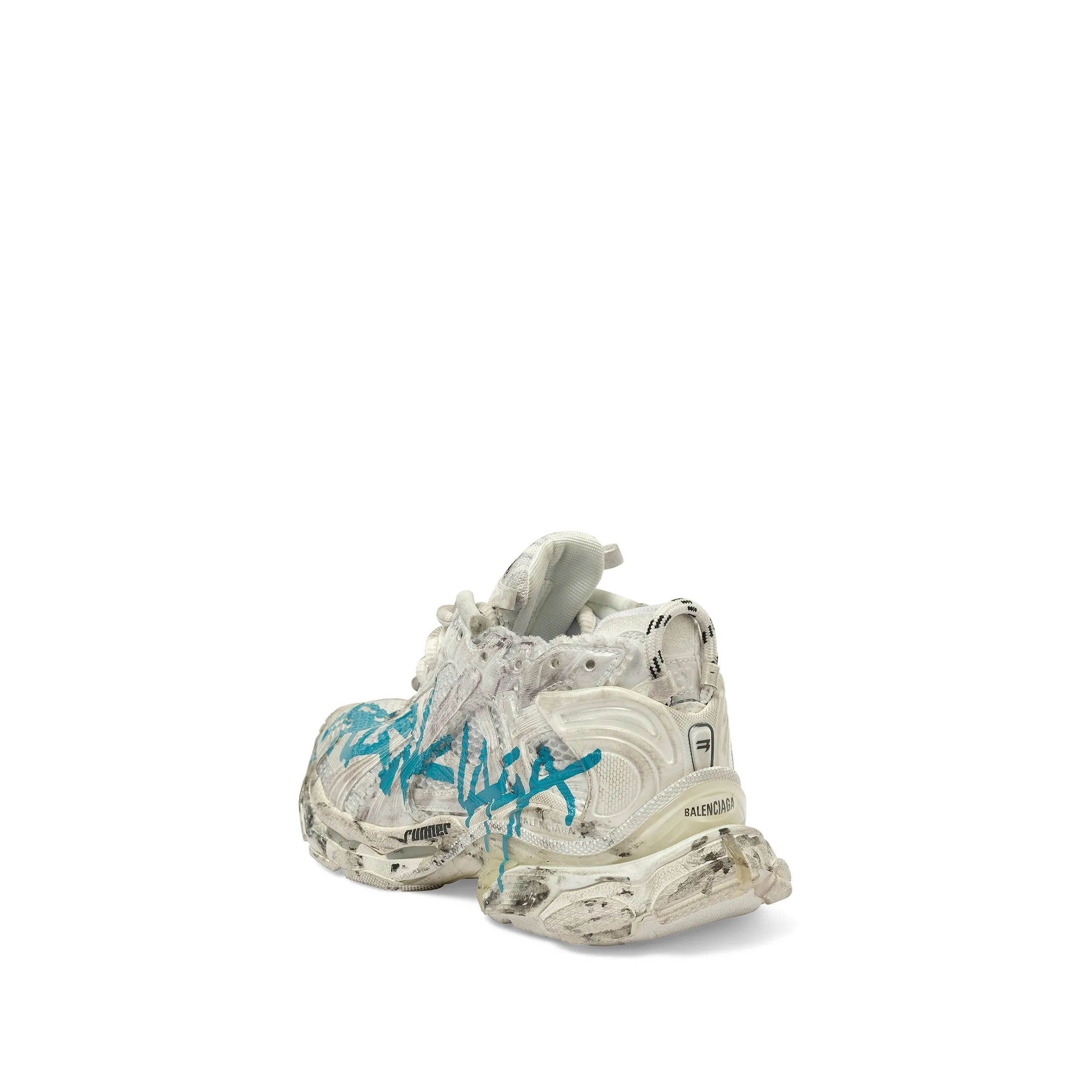 Runner Graffiti Sneaker in White/Blue sold by MARAIS product image thumbnail 3