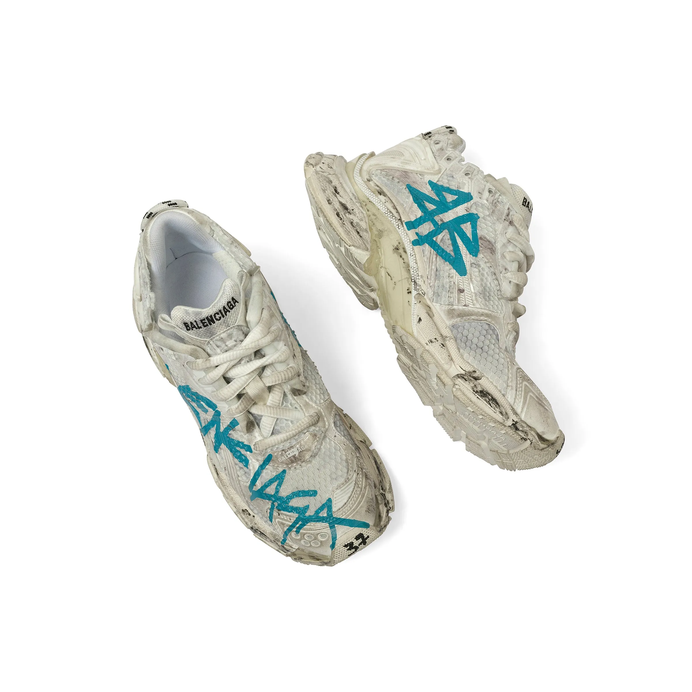 Runner Graffiti Sneaker in White/Blue sold by MARAIS product image thumbnail 4