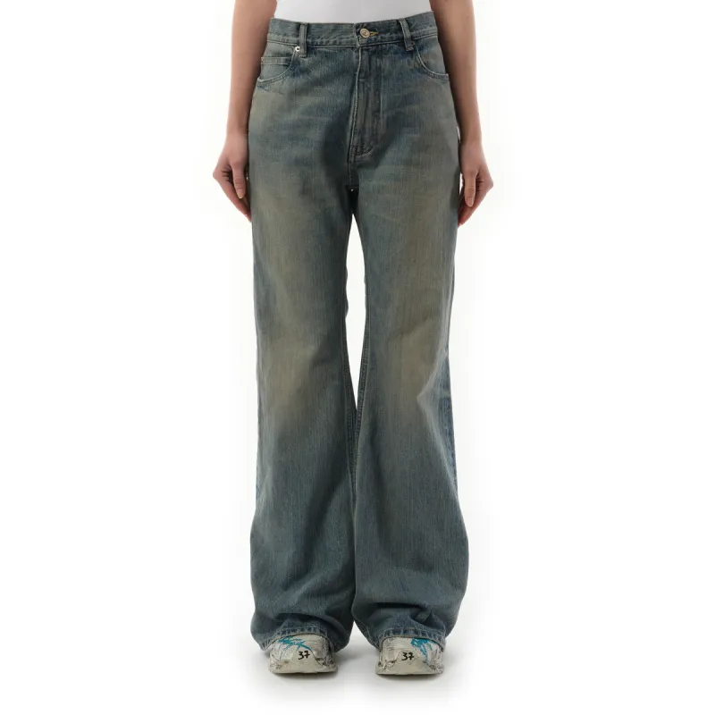 Flared Selvedge Denim Jeans in Blue sold by MARAIS