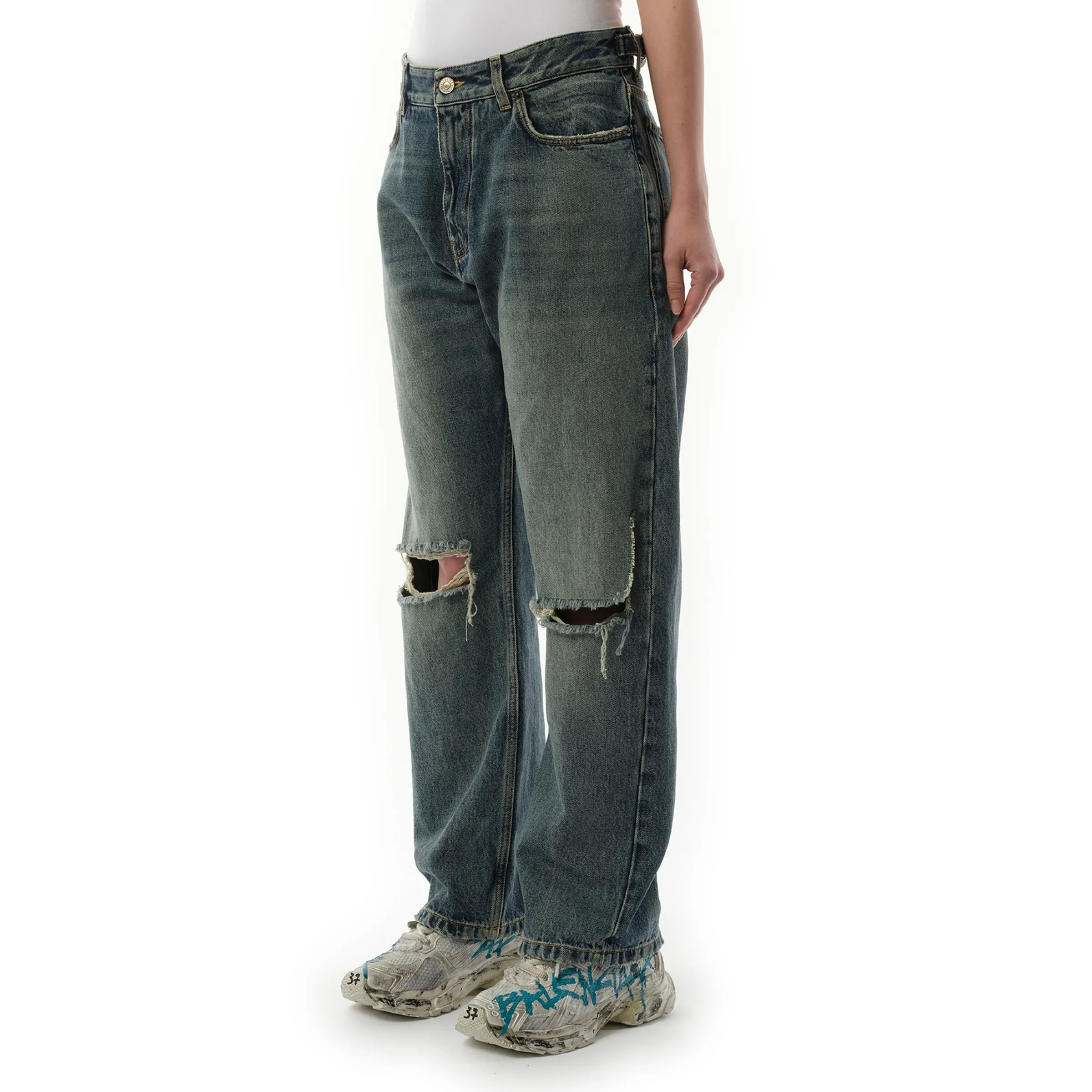 Buckle Loose Fit Jeans in Light Blue sold by MARAIS product image thumbnail 5