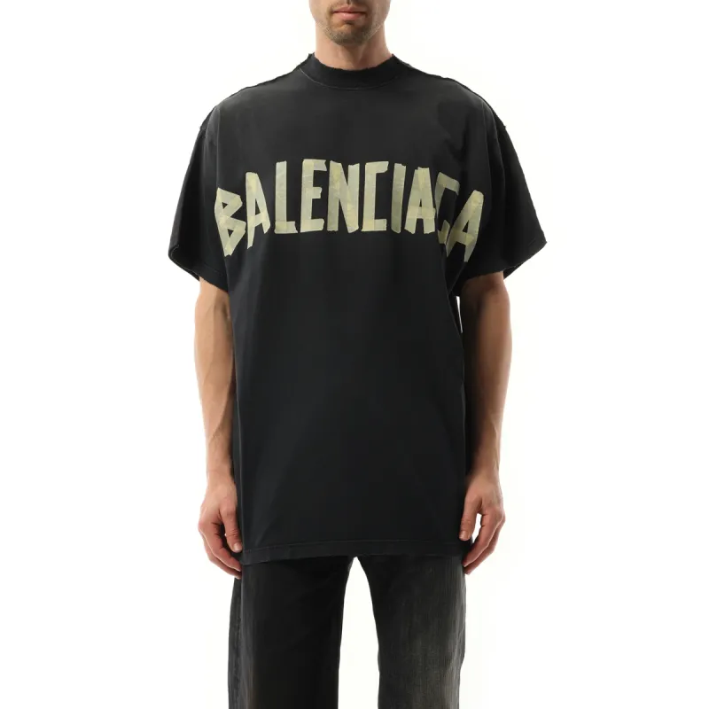 Tape Type Double Front T-Shirt in Washed Black made by MARAIS