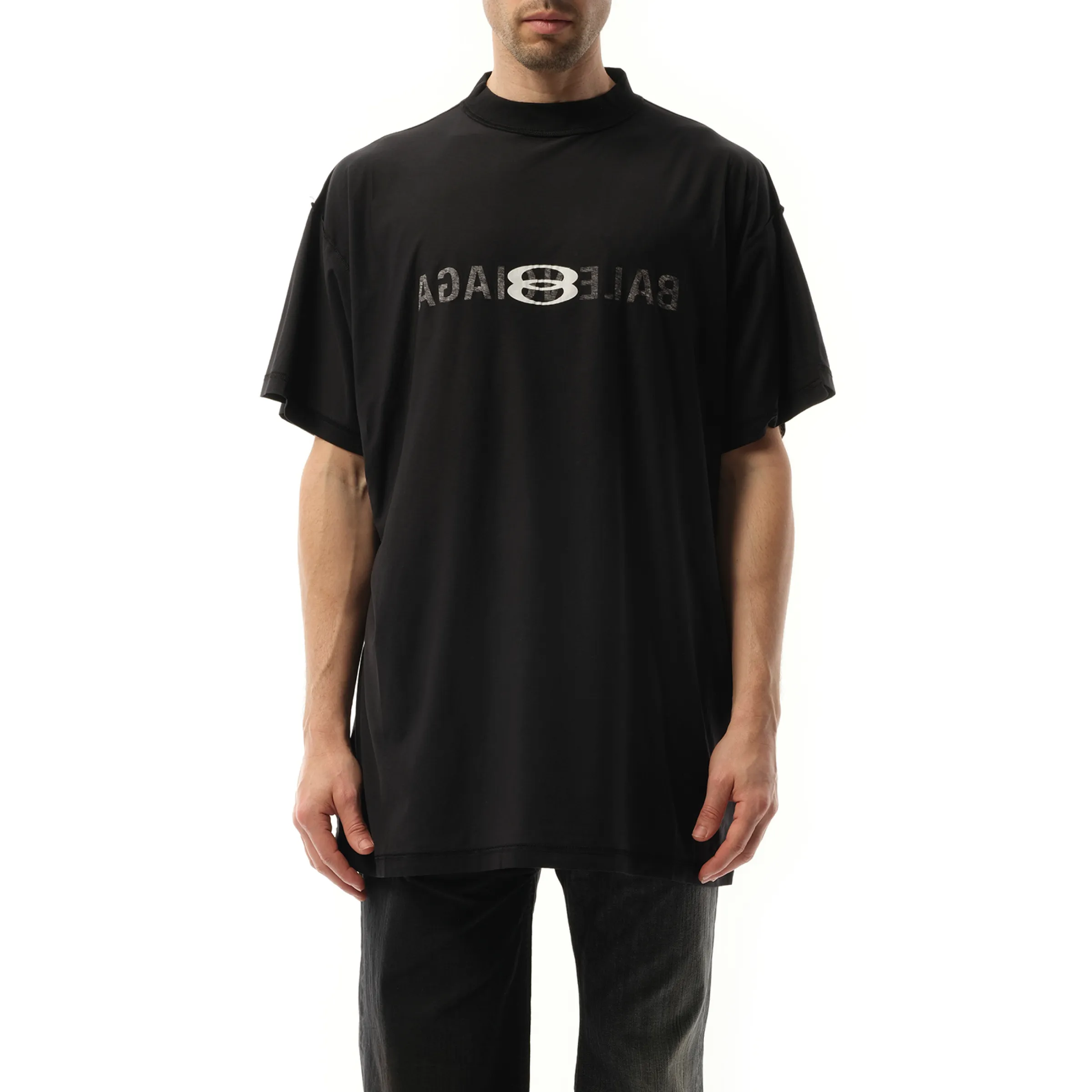 Inside Out Print Oversized T-Shirt in Faded Black/White sold by MARAIS