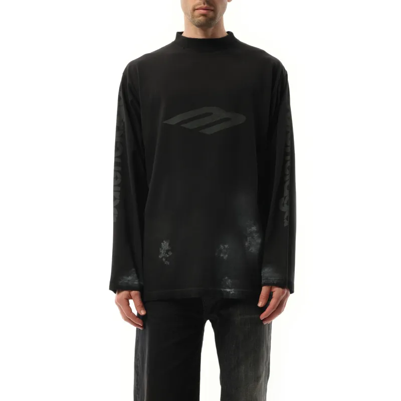 3B Stencil Oversized Long Sleeve T-Shirt in Black sold by MARAIS