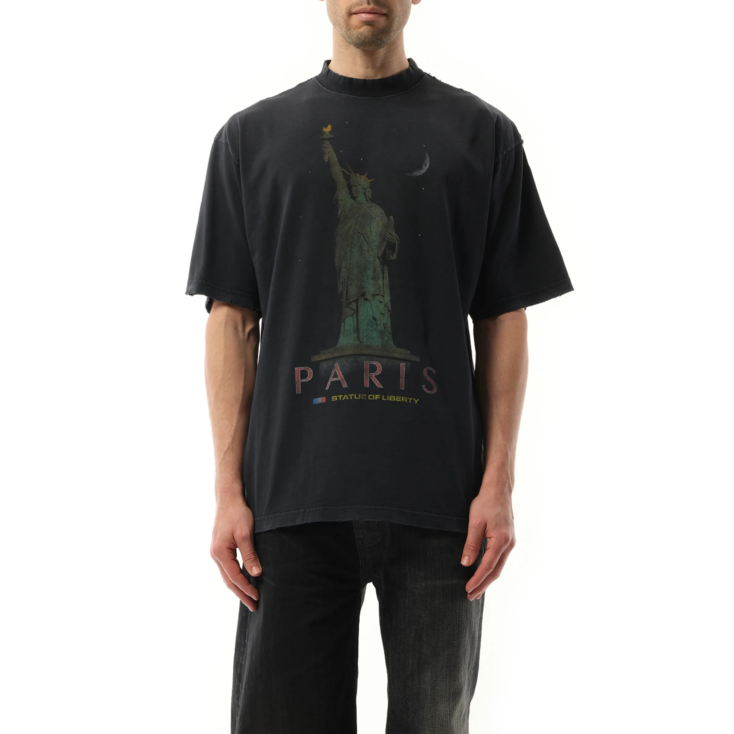 Paris Liberty Medium Fit T-Shirt in Black sold by MARAIS