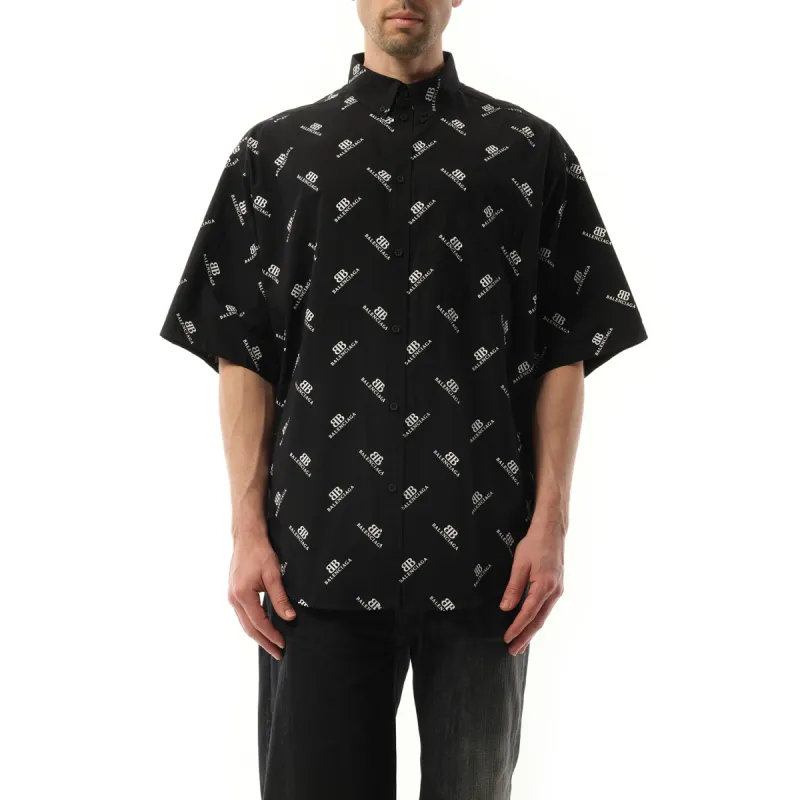Monogram S/S Large Fit Shirt in Black/White sold by MARAIS