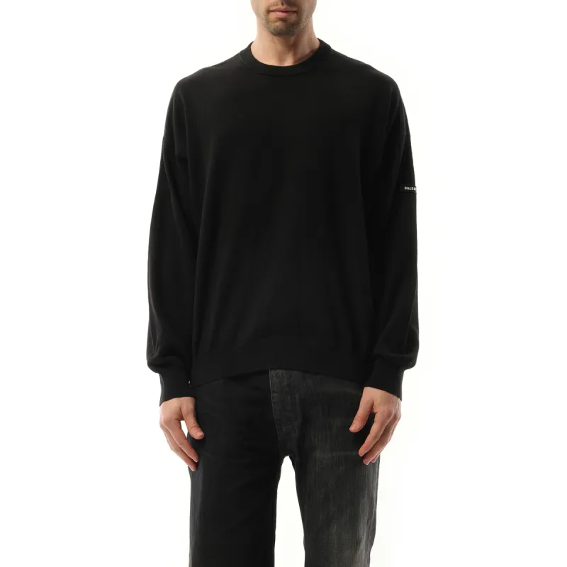Rubber Patch Knit Sweater in Black sold by MARAIS