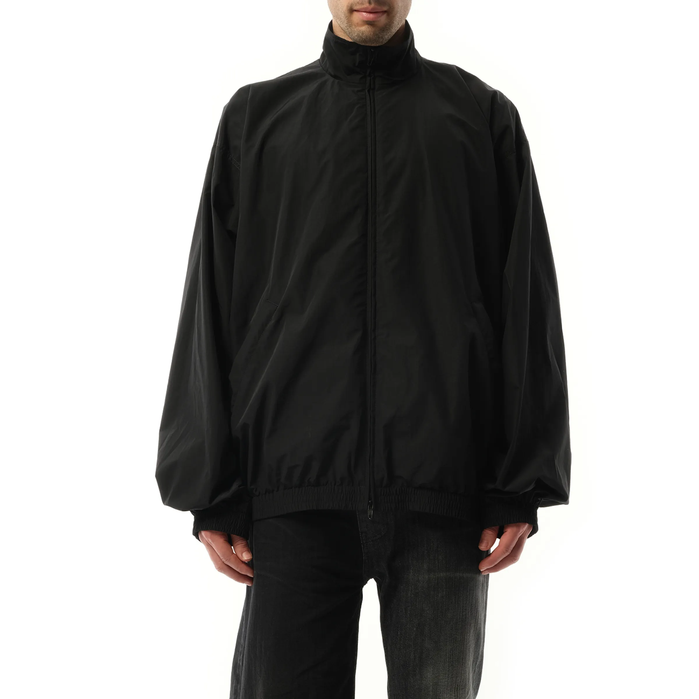 Techno Poplin Tracksuit Jacket in Black sold by MARAIS