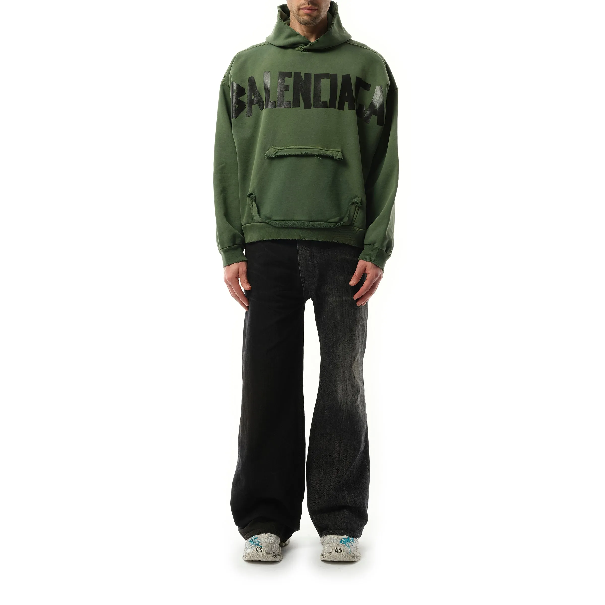 Gaffer Type Ripped Pocket Hoodie in Green sold by MARAIS product image thumbnail 4