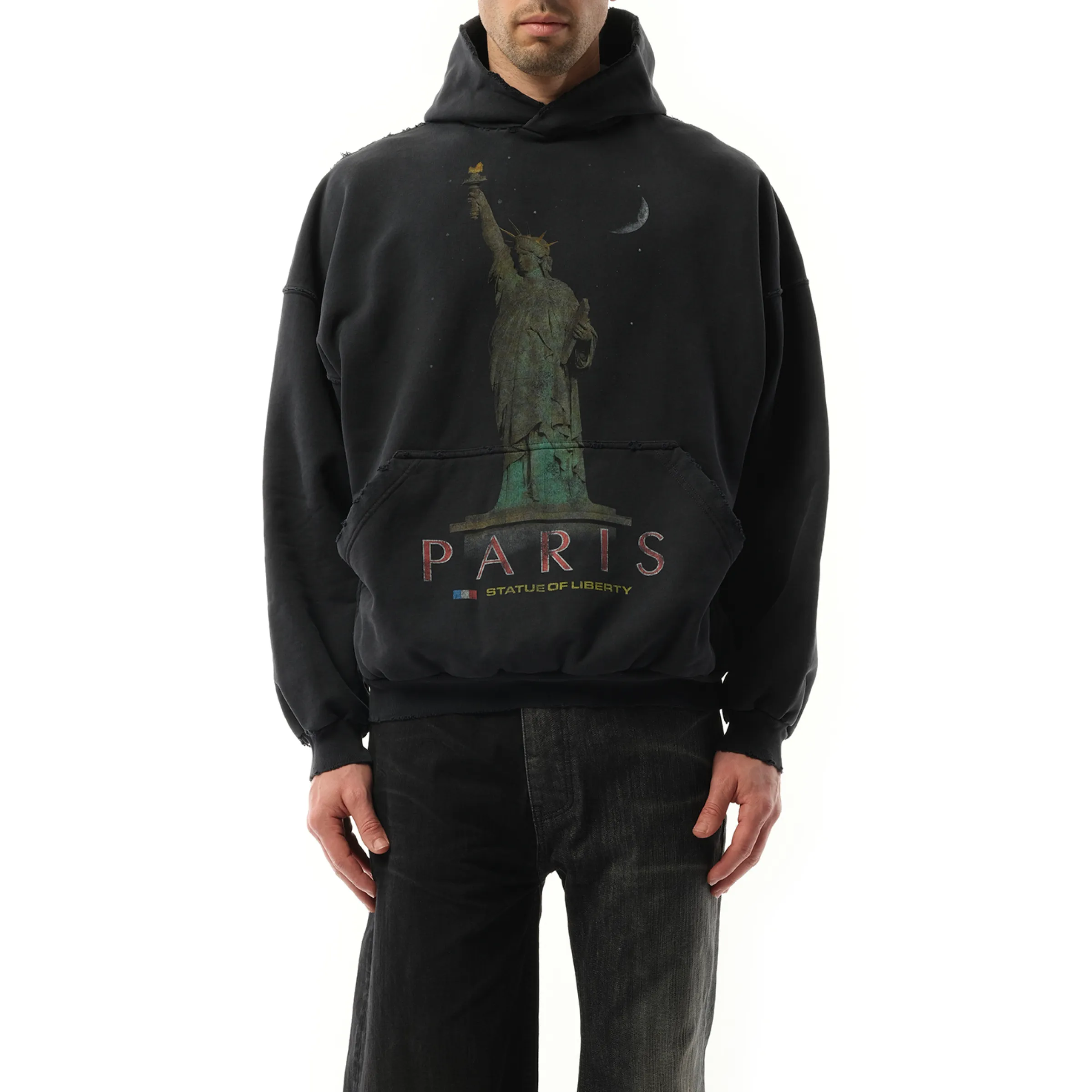 Paris Liberty Oversized Hoodie in Black sold by MARAIS