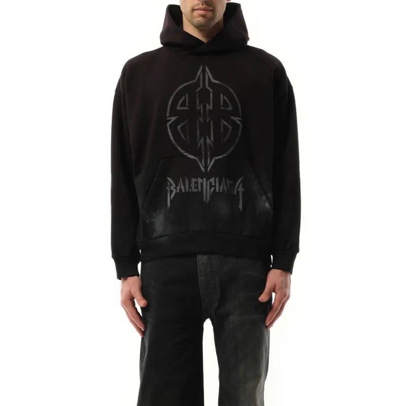 BB Logo Painted Hoodie in Black sold by MARAIS