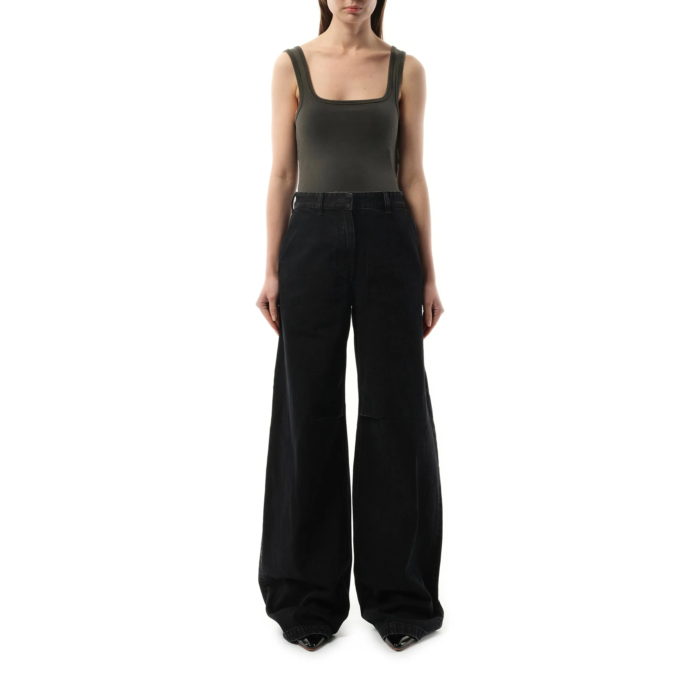 Square Neck Tank Top in Washed Black sold by MARAIS product image thumbnail 4