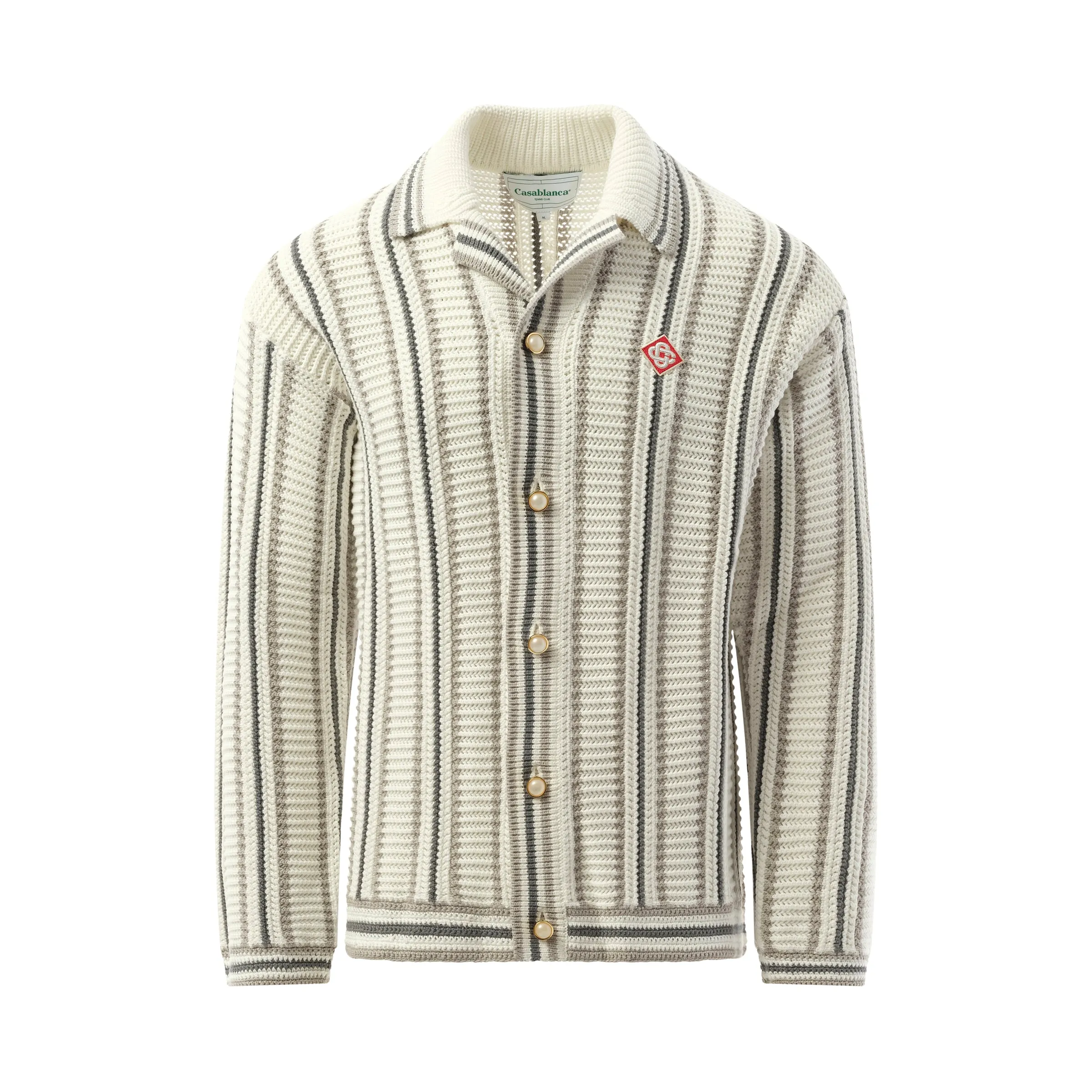 Crochet Textured Shirt in Grey/White sold by MARAIS product image thumbnail 2