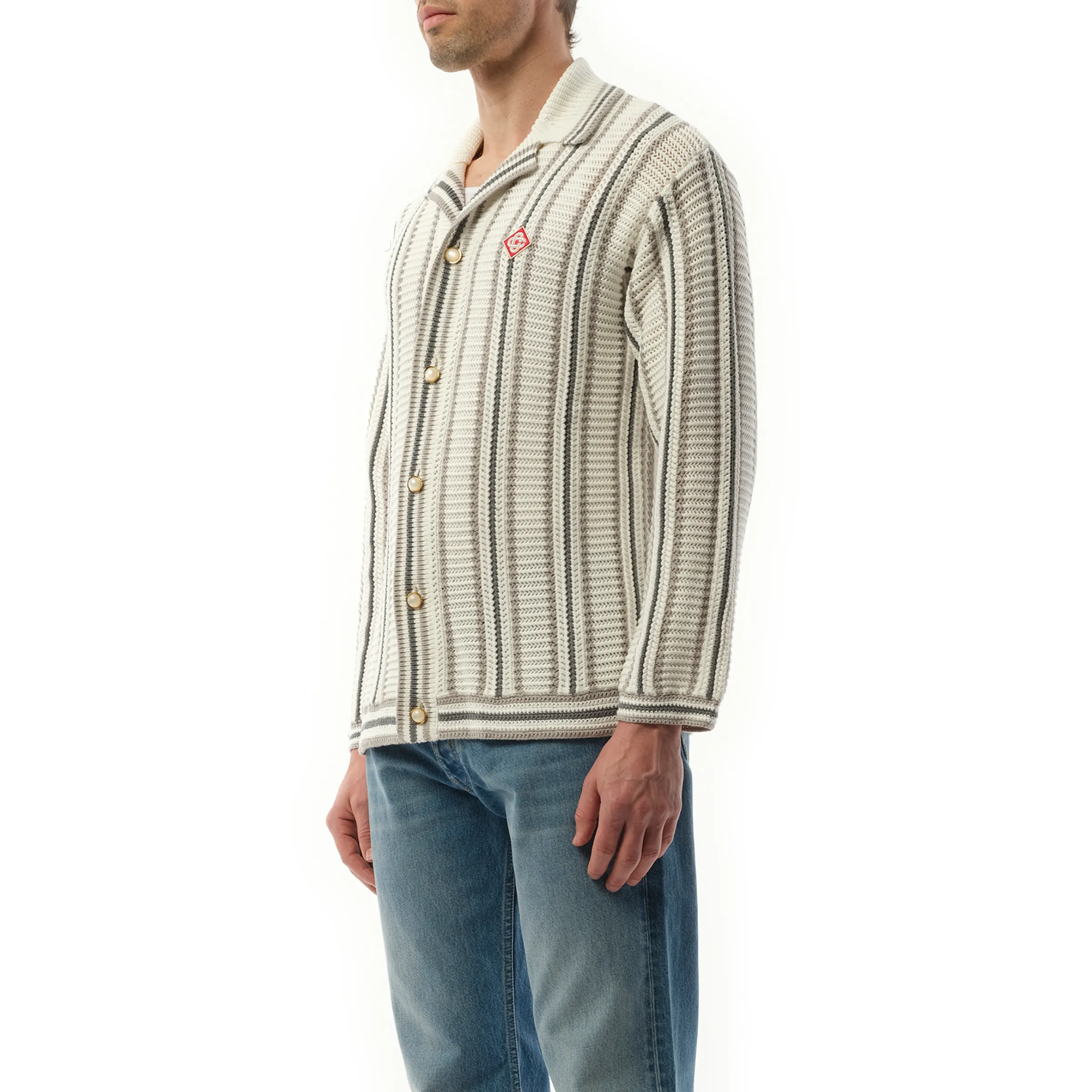 Crochet Textured Shirt in Grey/White sold by MARAIS product image thumbnail 5