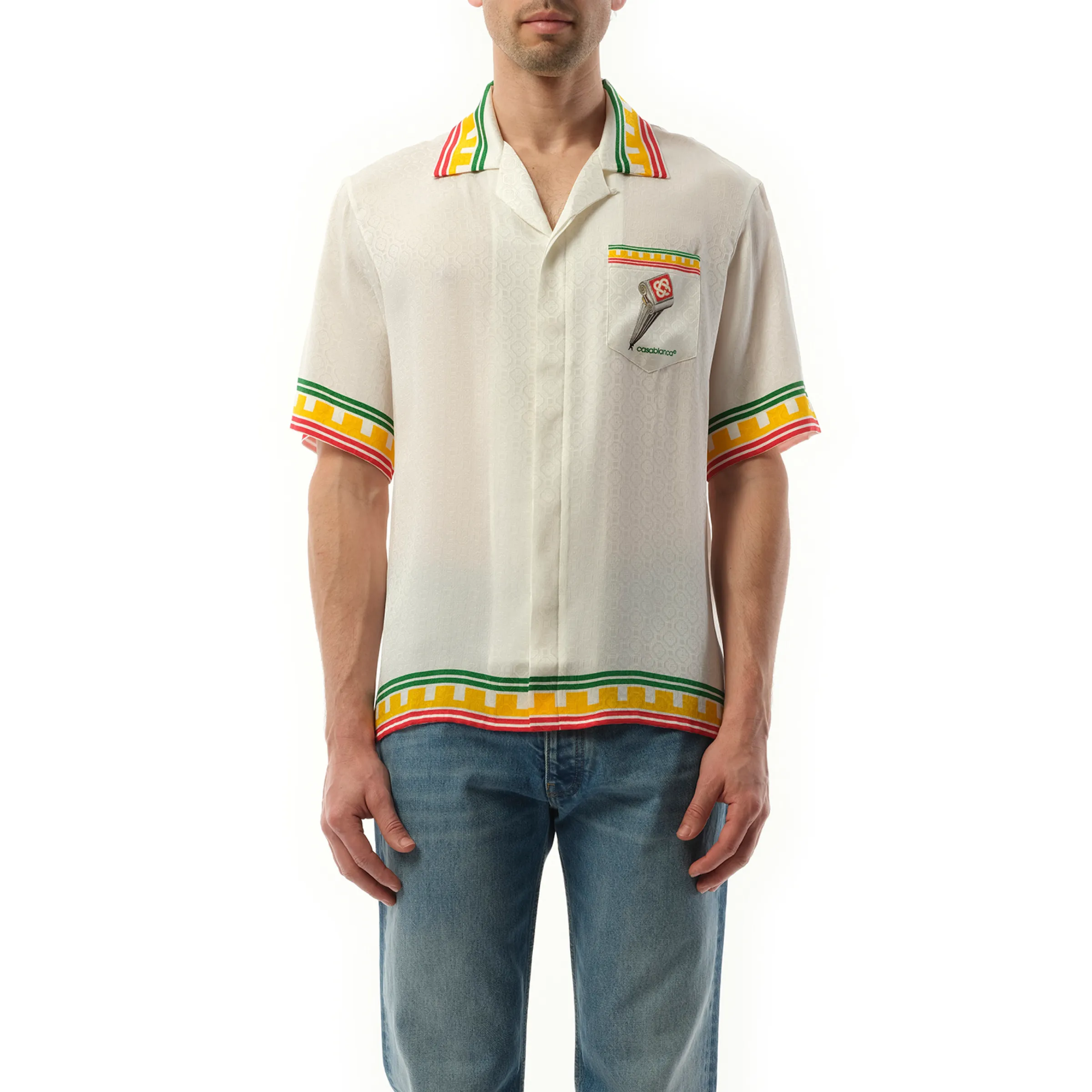 Leaning Column Cuban Collar Shirt in Multicolour sold by MARAIS