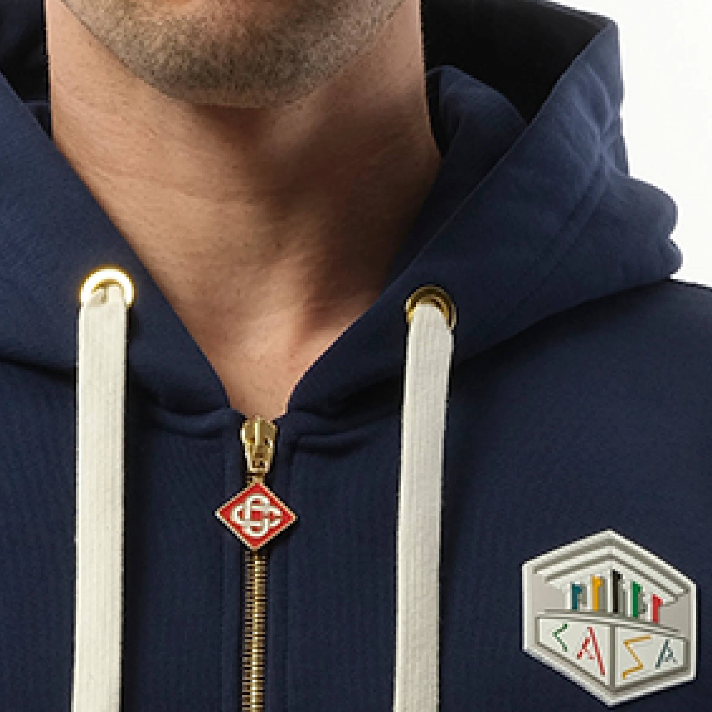 Casa Temple Zip Hoodie in Navy sold by MARAIS product image thumbnail 3