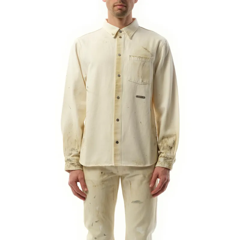 Painted Denim Shirt in Ecru sold by MARAIS