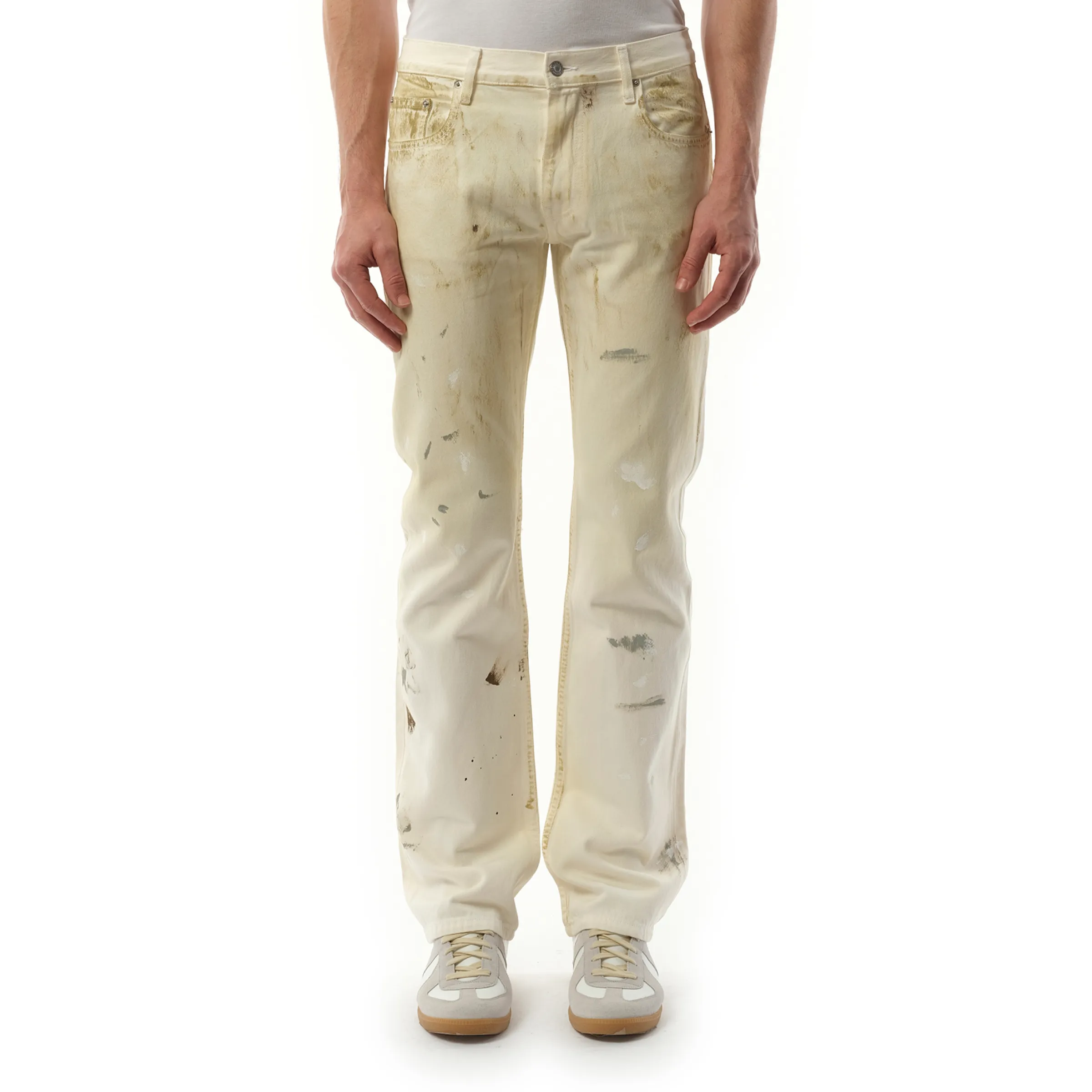 Low Rise Straight Pants in Ecru sold by MARAIS