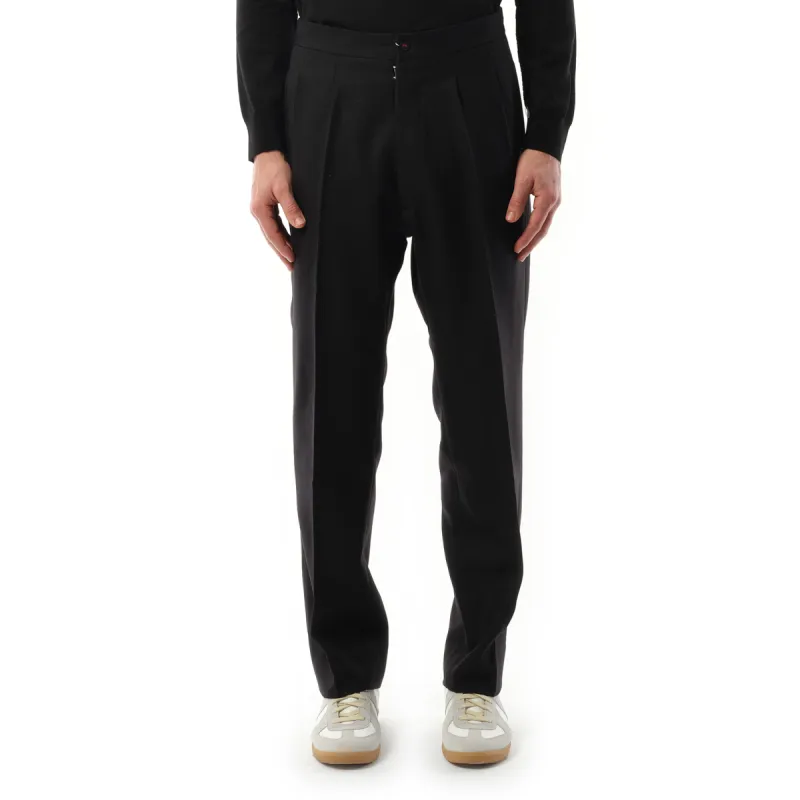 Wool Herringbone Pants in Black sold by MARAIS