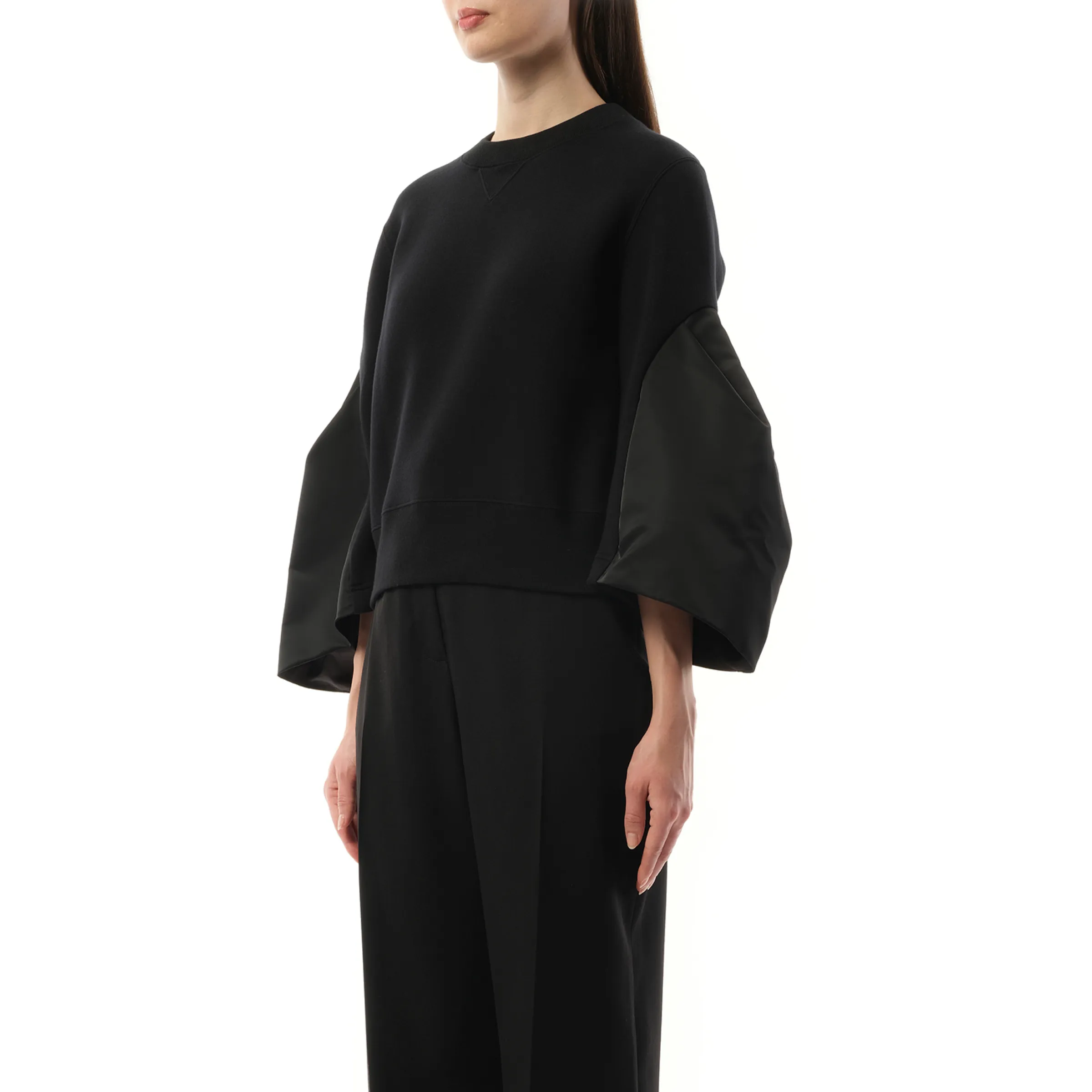 Big Sleeve Nylon Twill x Sponge Sweat Pullover in Black sold by MARAIS product image thumbnail 5