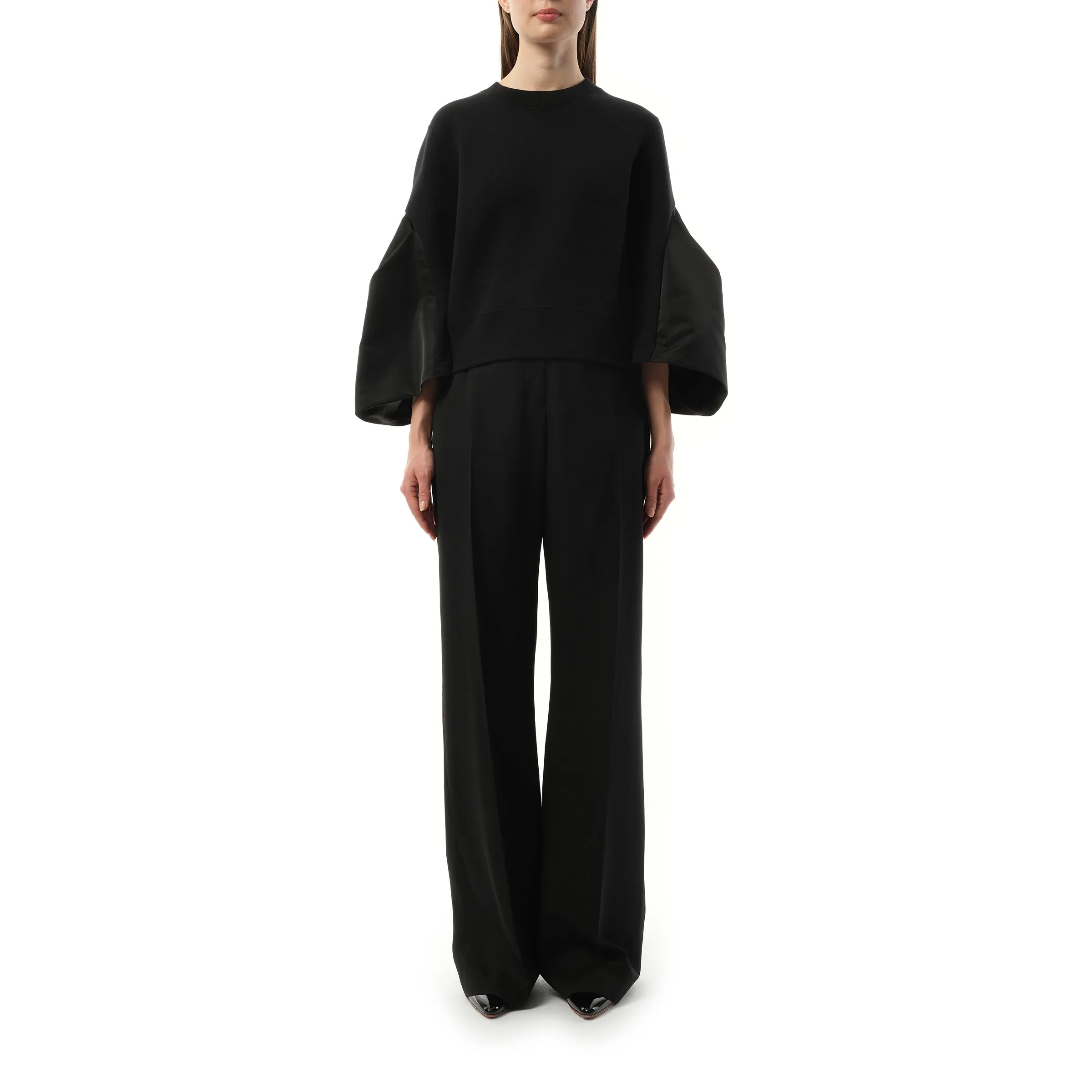 Big Sleeve Nylon Twill x Sponge Sweat Pullover in Black sold by MARAIS product image thumbnail 4