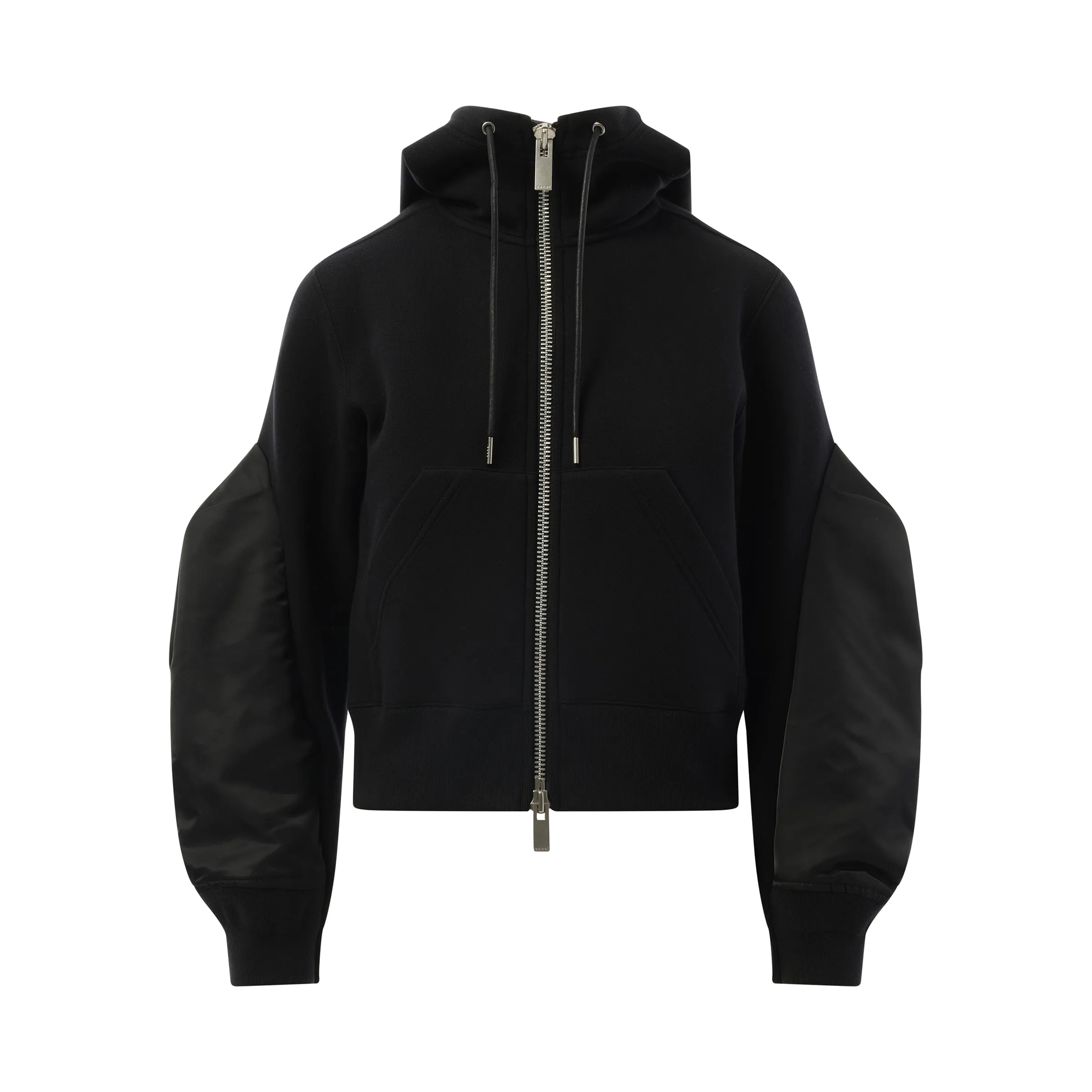 Big Sleeve Nylon Twill x Sponge Sweat Hoodie in Black sold by MARAIS product image thumbnail 2