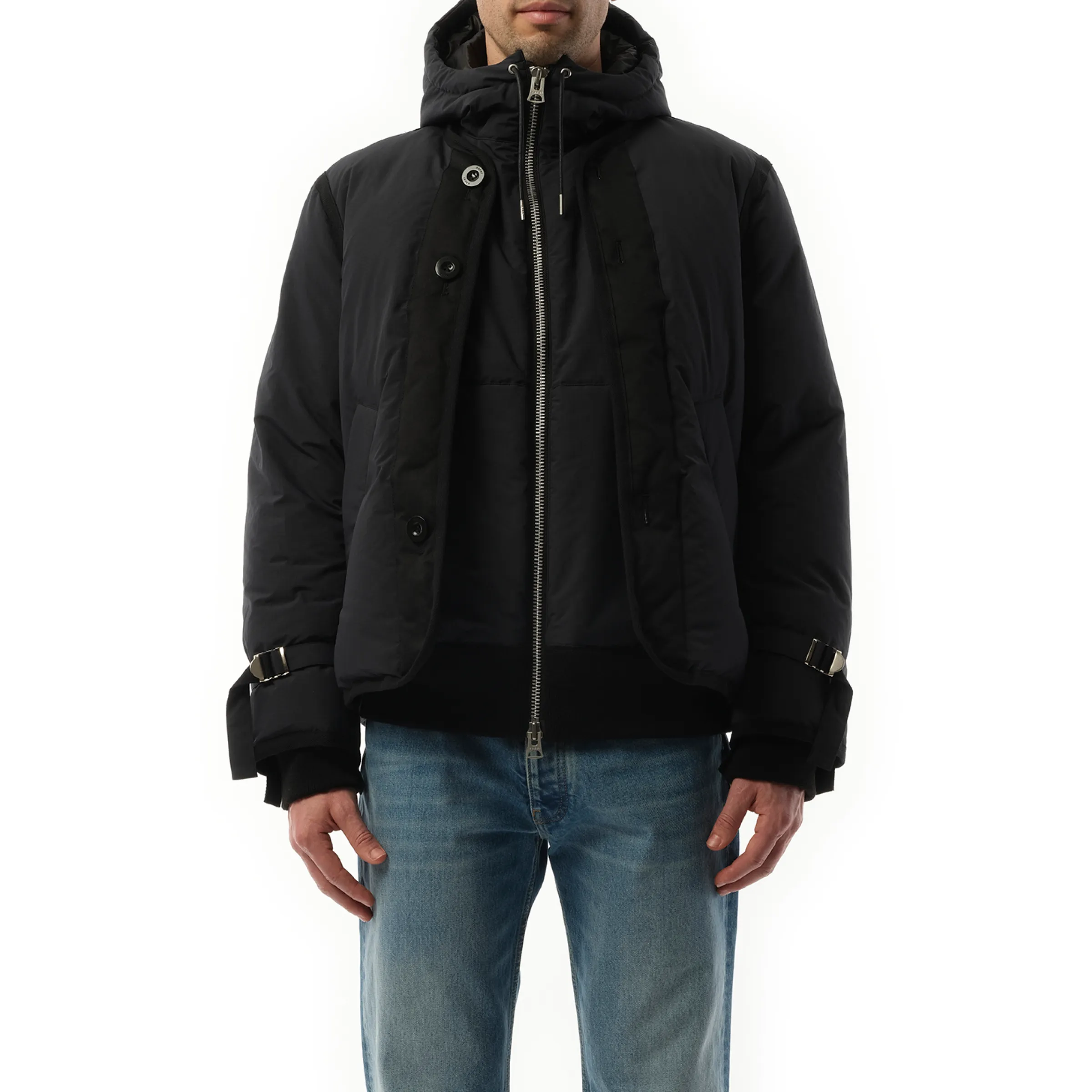 Rip Stop Hooded Blouson in Black sold by MARAIS