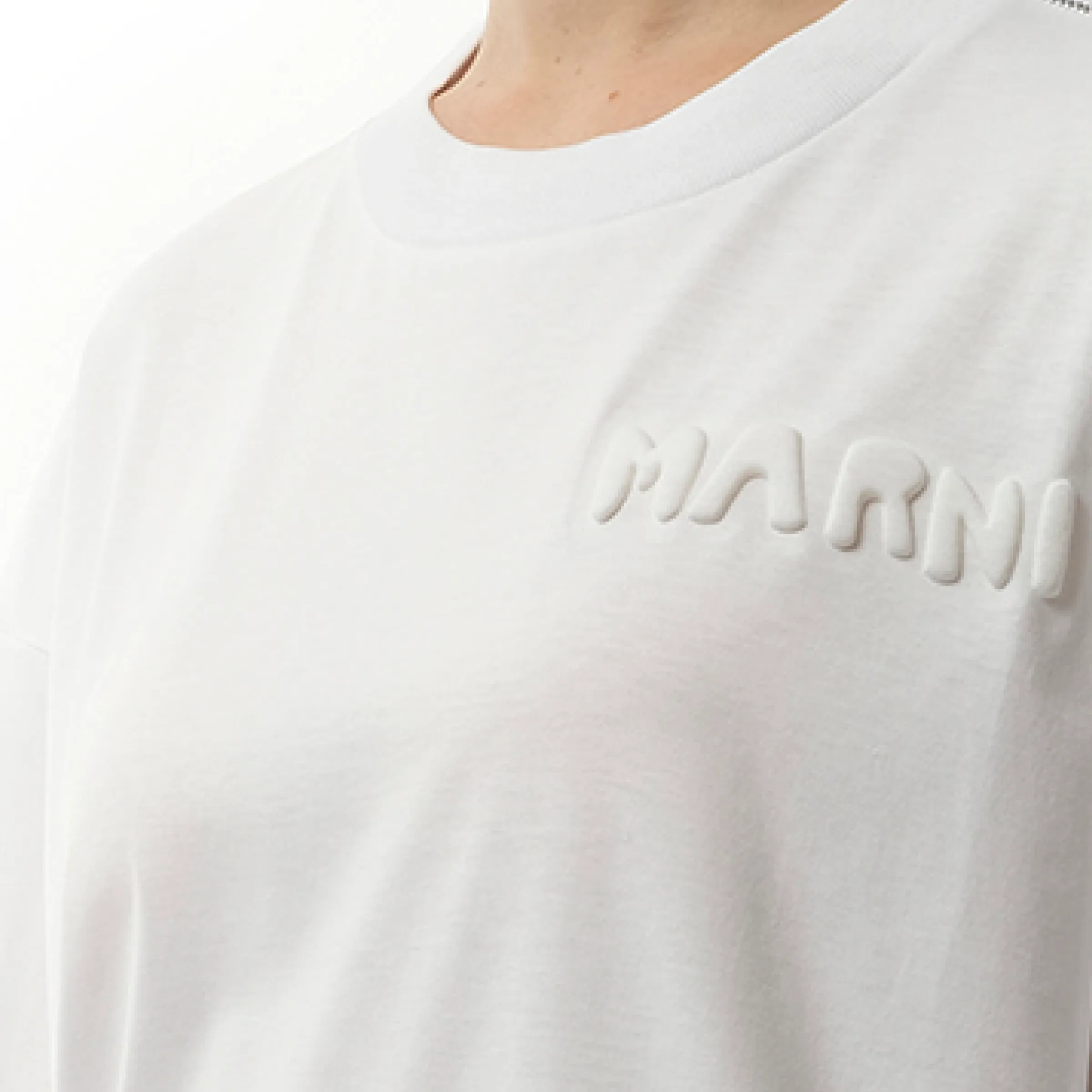 Embossed Logo T-Shirt in Lily White sold by MARAIS product image thumbnail 3