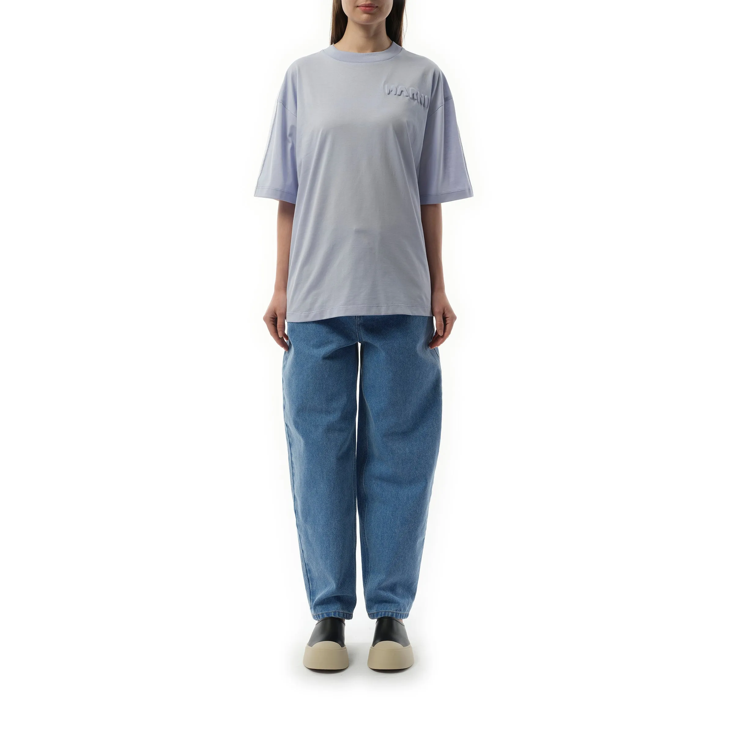 Embossed Logo T-Shirt in Illusion Blue sold by MARAIS product image thumbnail 4