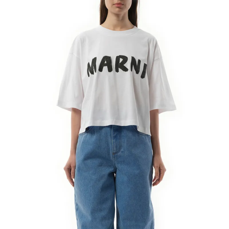 Cropped Logo T-Shirt in Lily White sold by MARAIS