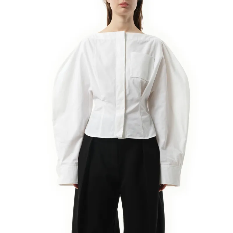 La Chemise Barco in White made by Jacquemus