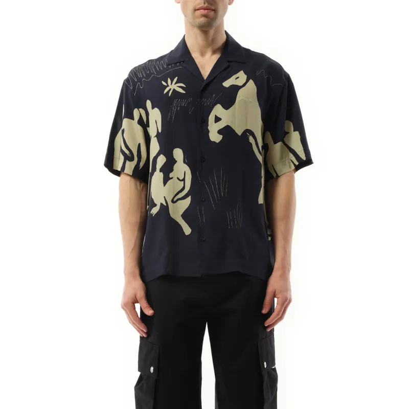 La Chemise Jean Horse Print in Navy sold by MARAIS