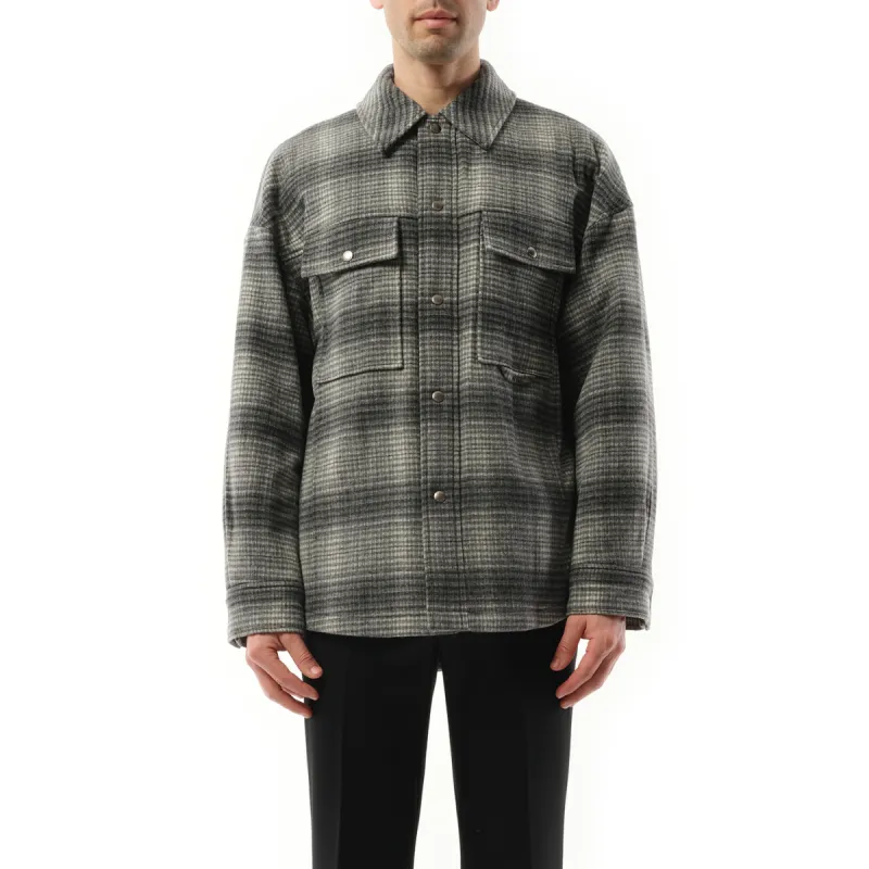 Wool Check Shirt in Grey sold by MARAIS