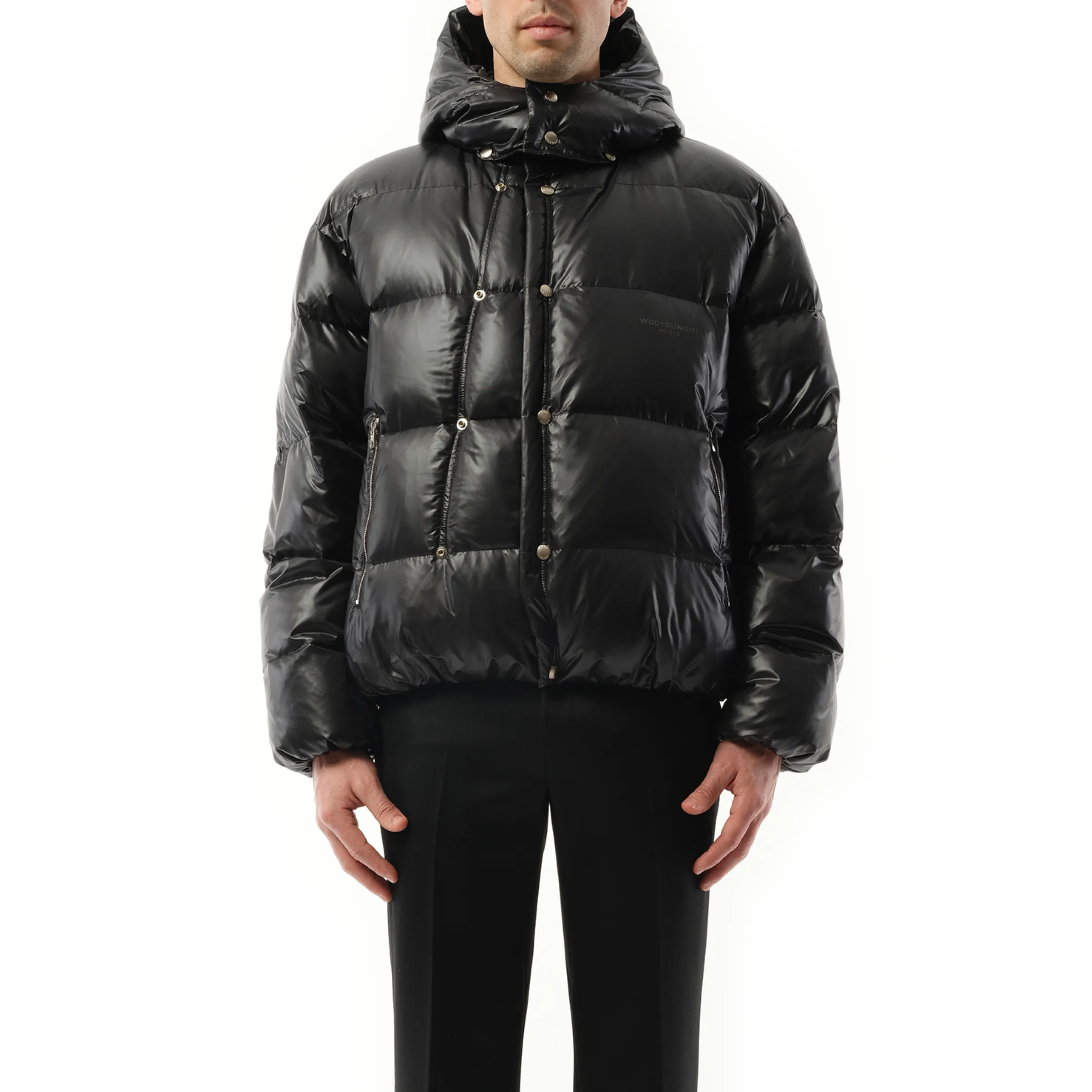 Hooded Down Jacket in Black sold by MARAIS