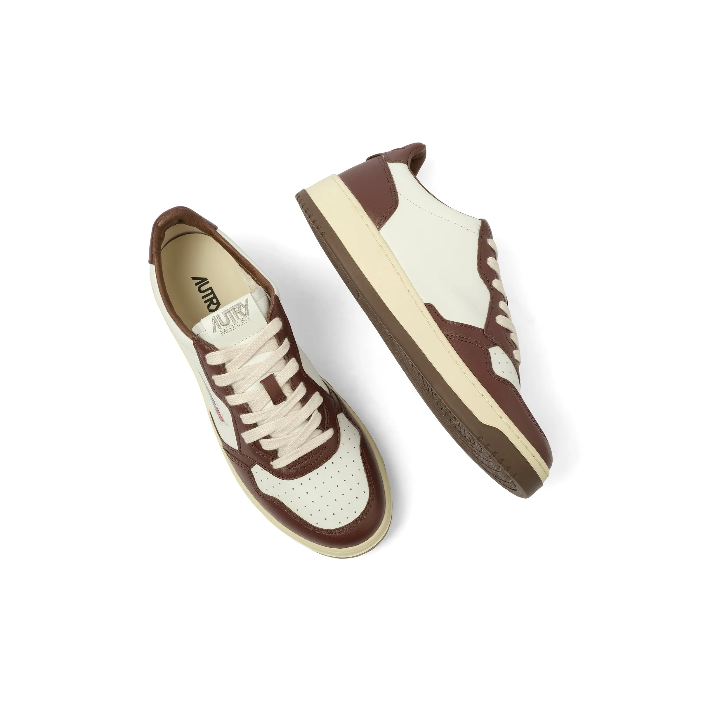 Medalist Low Bicolour Sneakers in White/Chestnut sold by MARAIS product image thumbnail 4