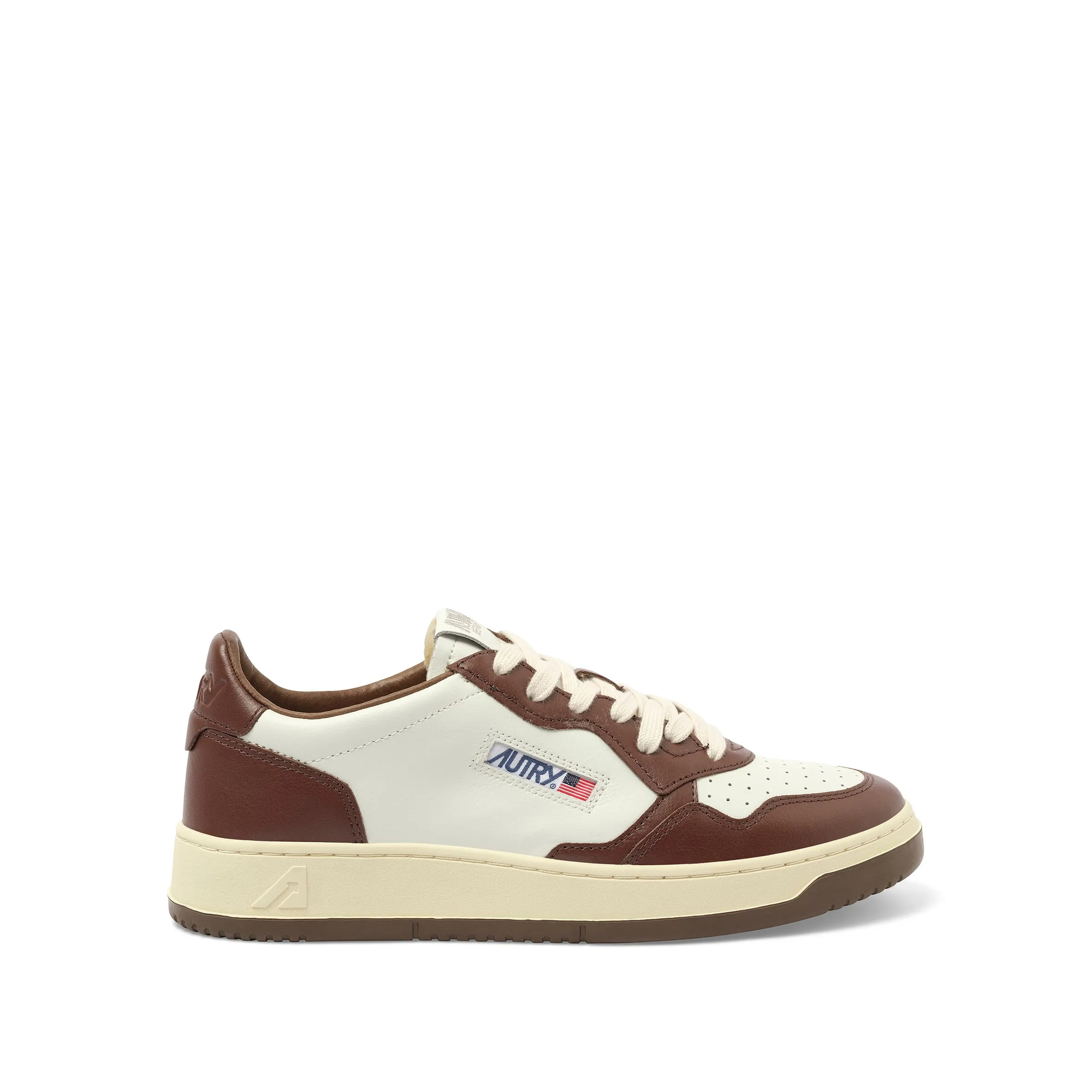 Medalist Low Bicolour Sneakers in White/Chestnut sold by MARAIS