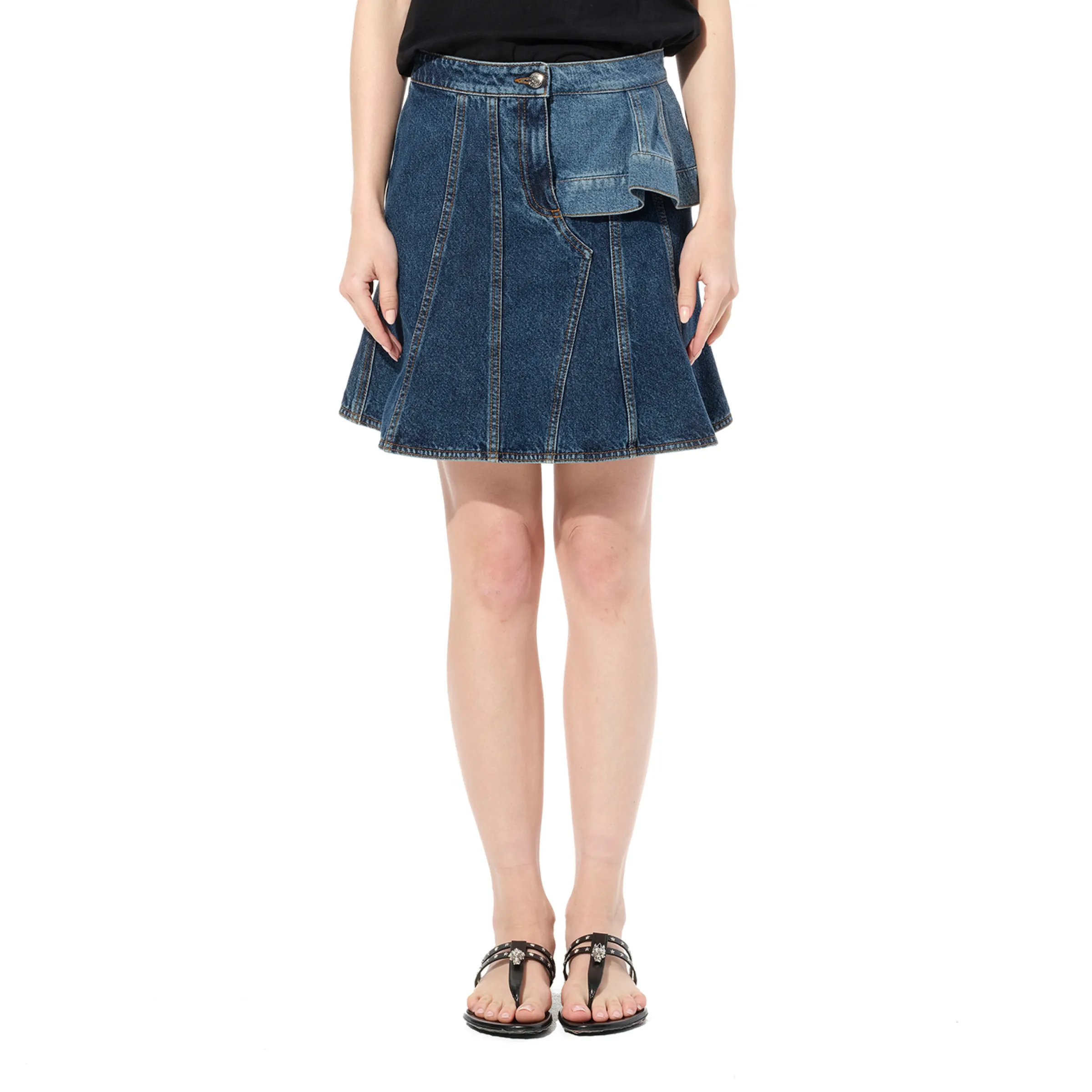 Denim Dark Skirt in Blue sold by MARAIS