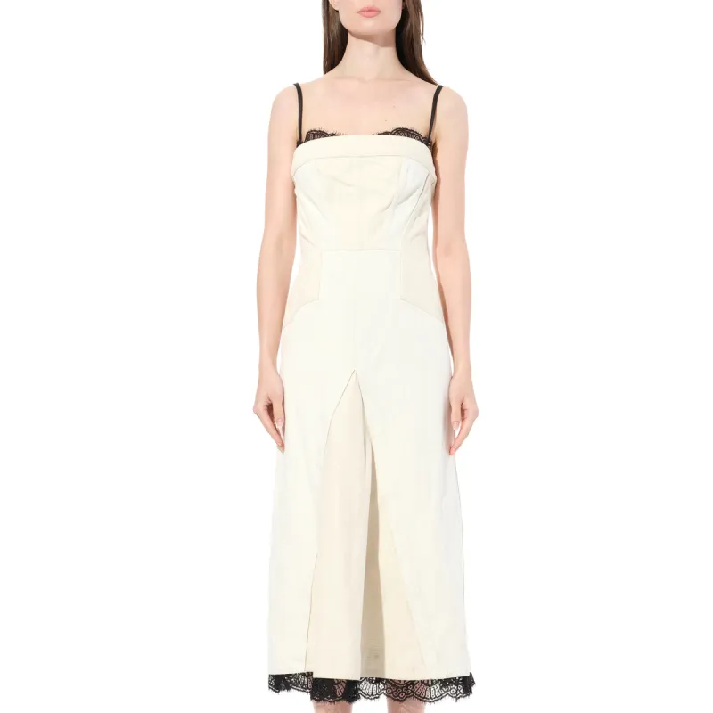 Denim Bust Midi Dress in Ecru sold by MARAIS