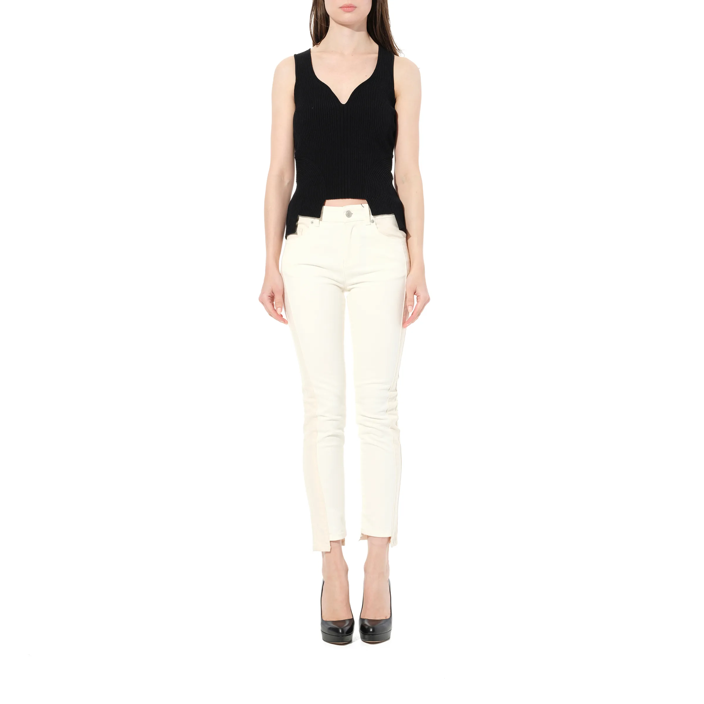 Patch Denim Pants in Ecru sold by MARAIS product image thumbnail 4