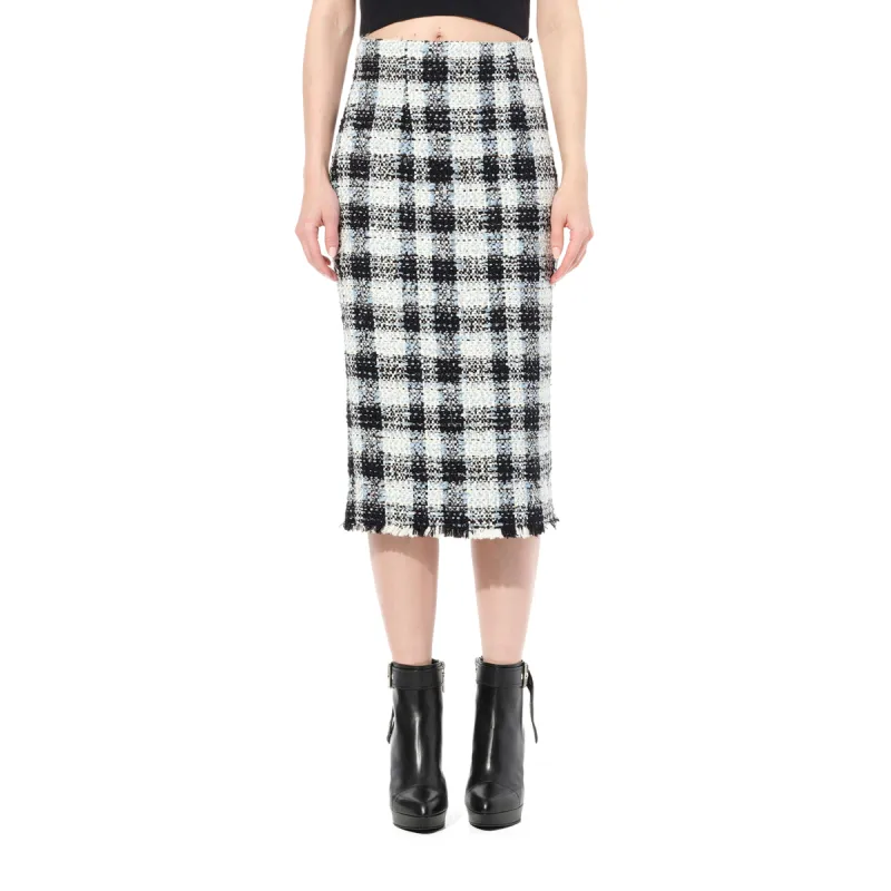 Check Tweed Skirt in Blue made by Alexander McQueen