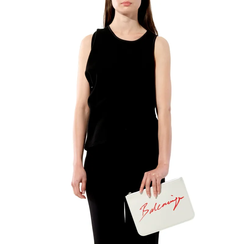 Everyday Signature Pouch in White sold by MARAIS