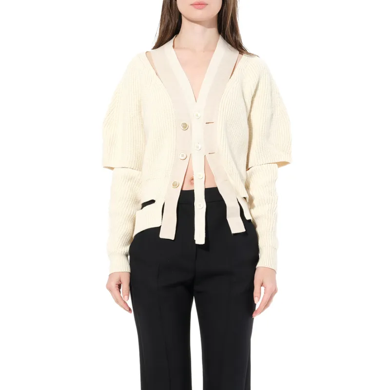Chuncky Cardigan in Bone sold by MARAIS