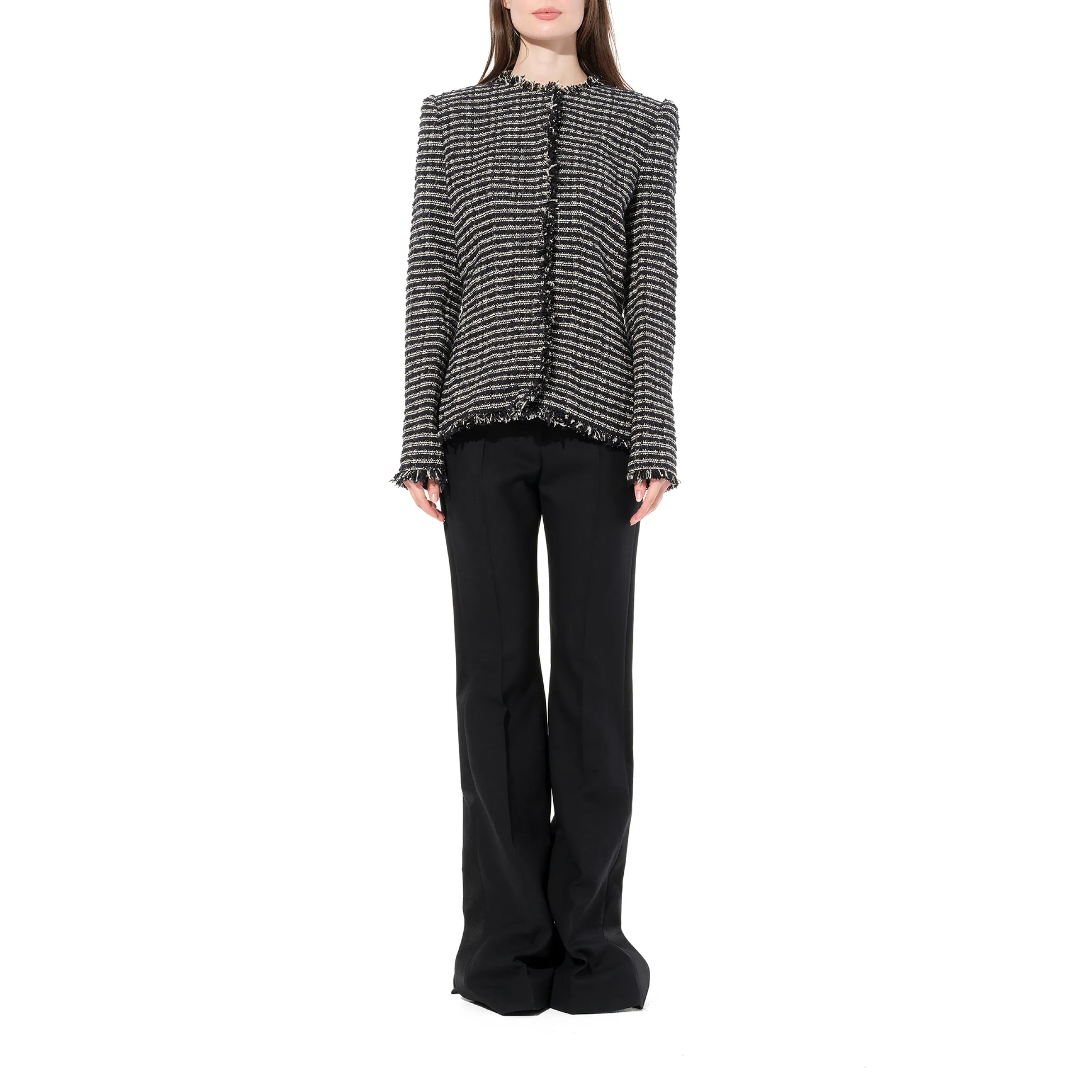 Boucle Tweed Jacket in Black/Ivory sold by MARAIS product image thumbnail 4