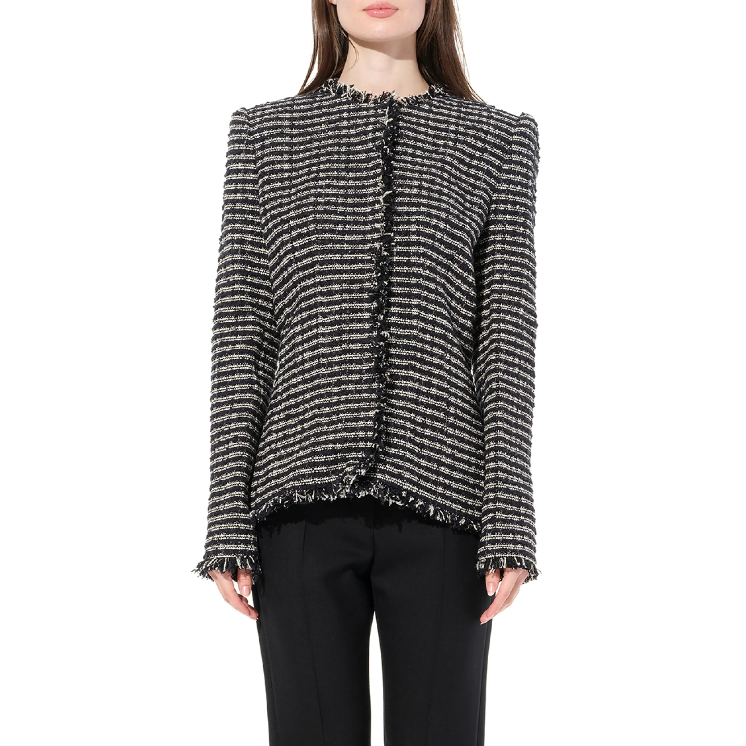 Boucle Tweed Jacket in Black/Ivory sold by MARAIS