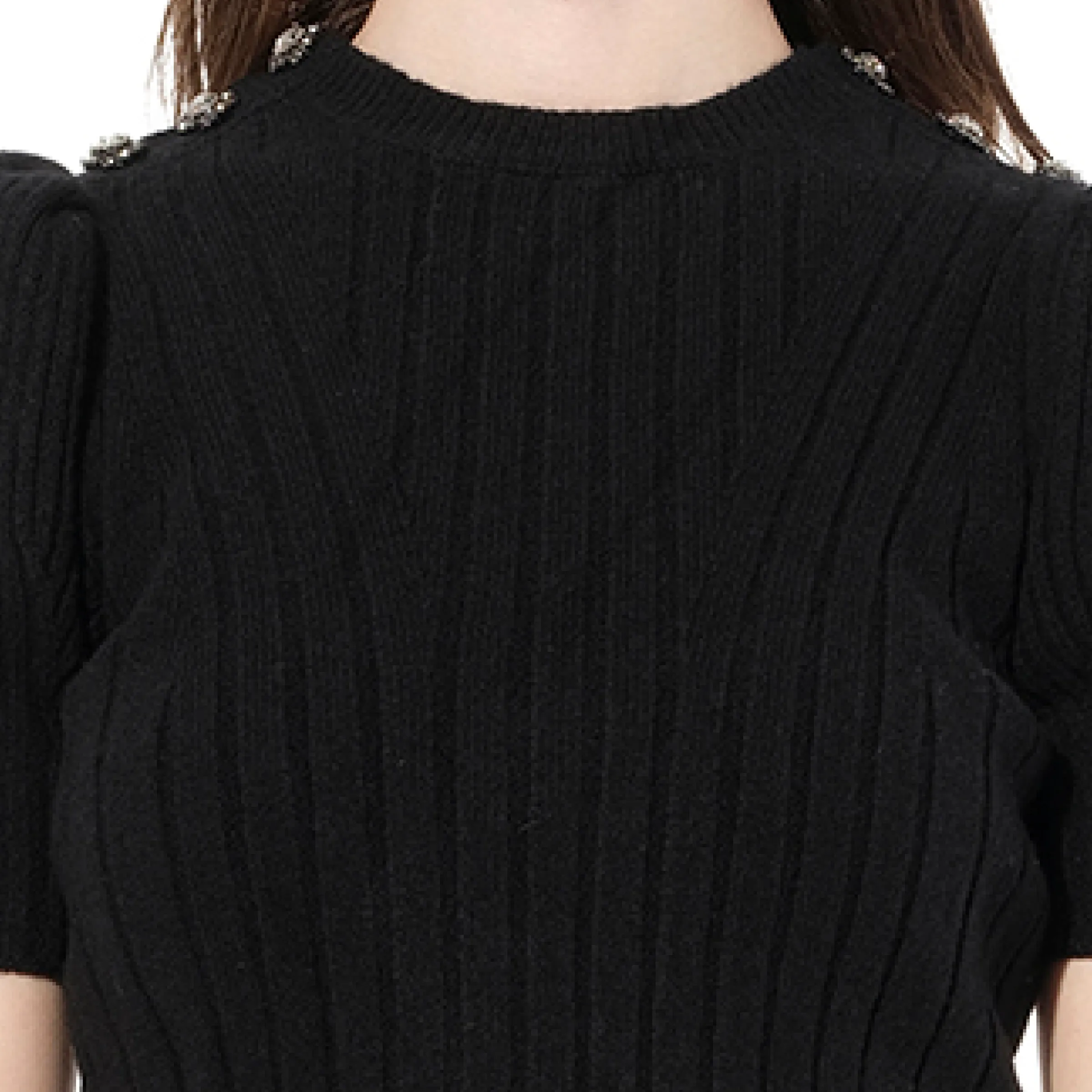 Ribbed Top with Jewel in Black sold by MARAIS product image thumbnail 2