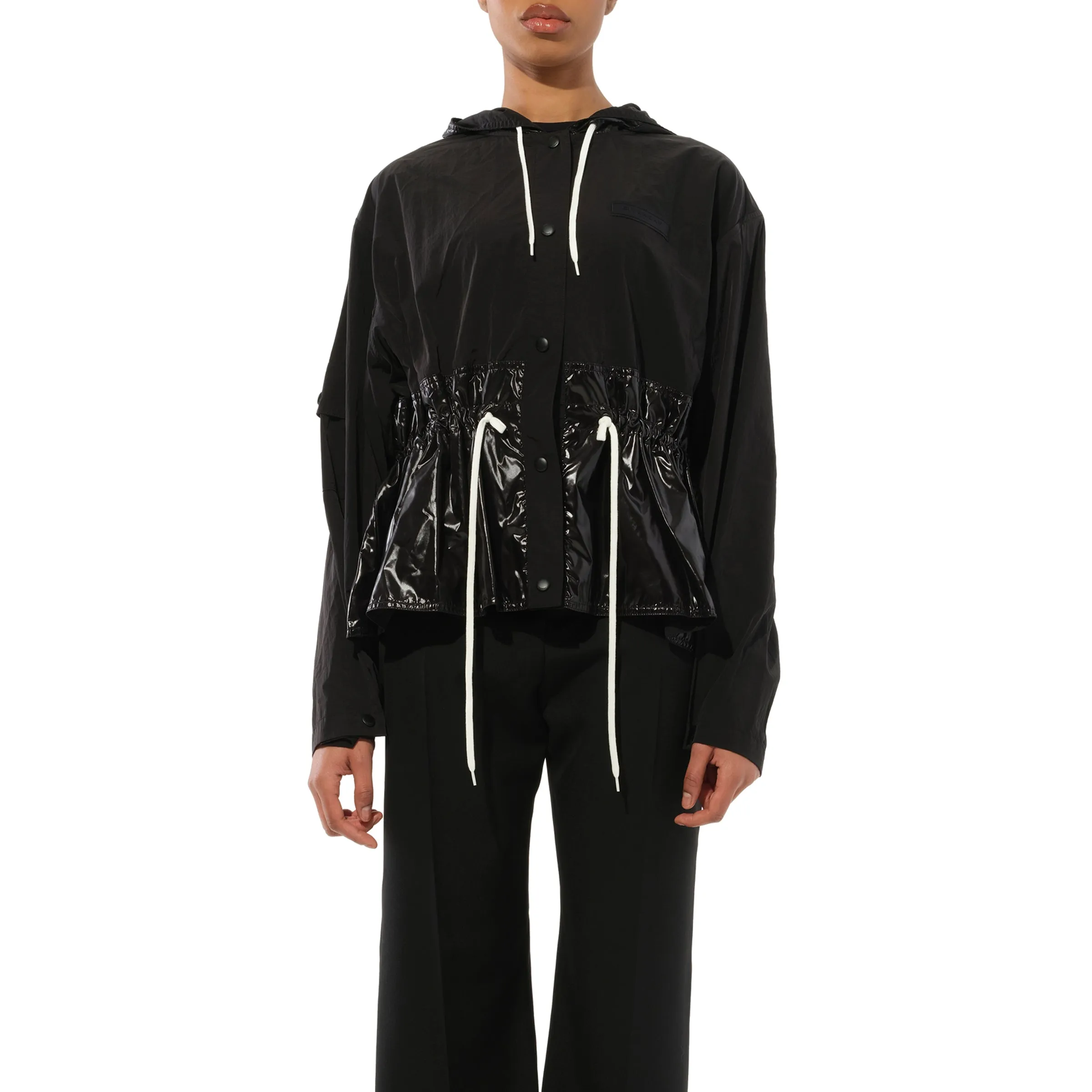 Matte And Nylon Windbreaker Jacket in Black sold by MARAIS